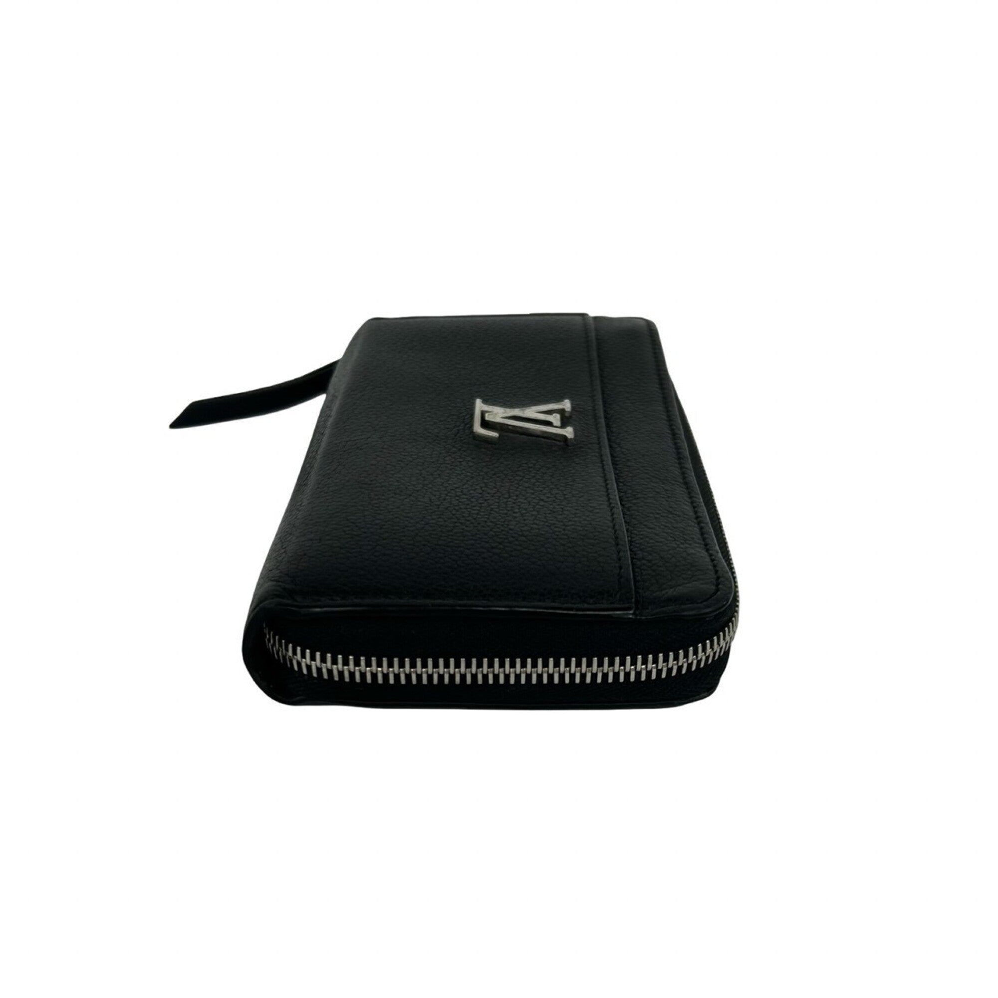 Louis Vuitton Black Leather Long Wallet (Bi-Fold) (Pre-Owned)