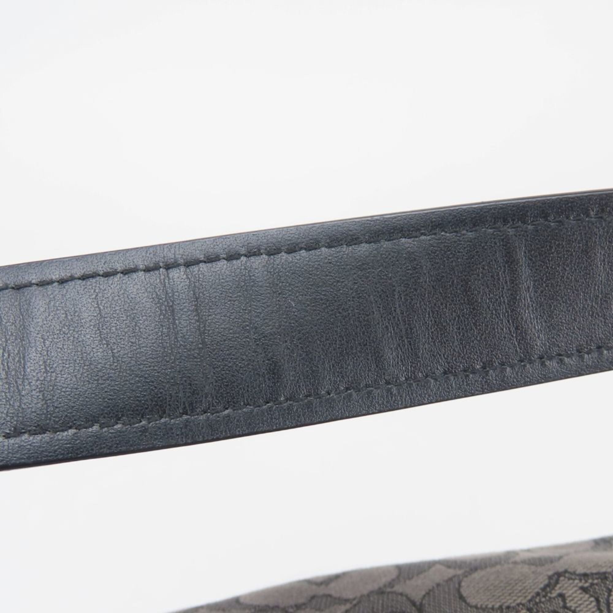 Coach Black Gray Canvas Leather Shoulder Bag (Pre-Owned)