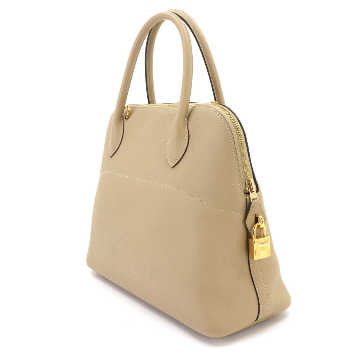 Hermes Beige Taurillon Clemence Leather Handbag (Pre-Owned)
