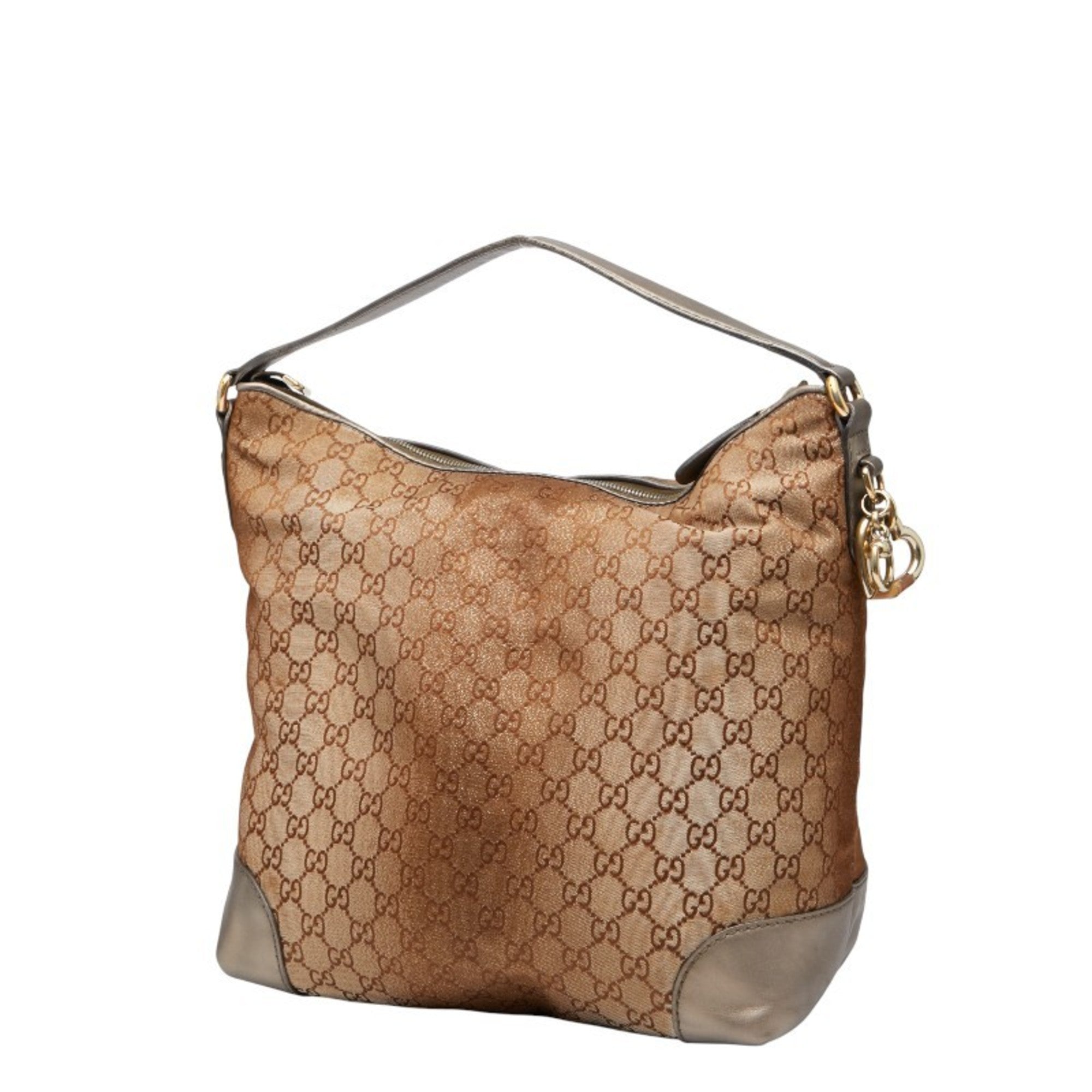 Gucci Brown Canvas Leather Shoulder Bag (Pre-Owned)