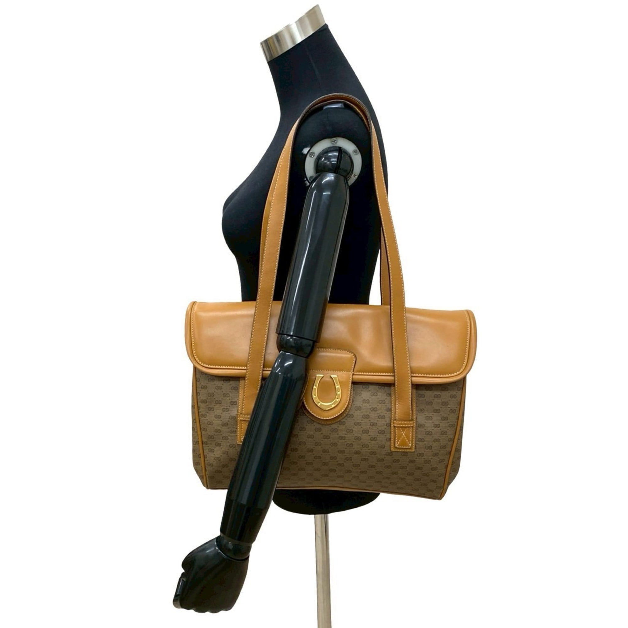 Gucci Brown Leather Pvc Shoulder Bag Tote Bag (Pre-Owned)