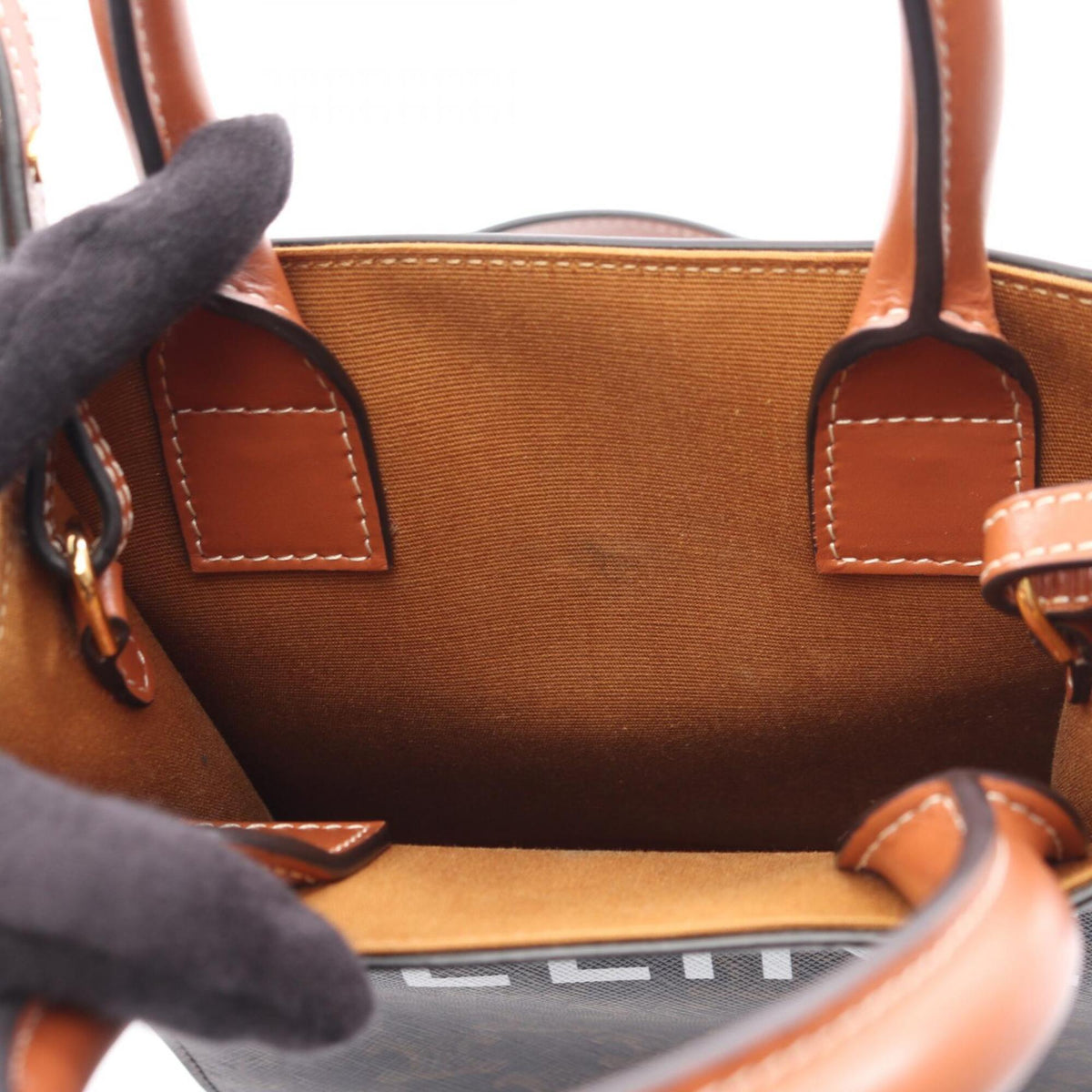 Celine Black Brown Coated Canvas Pvc Leather Handbag (Pre-Owned)