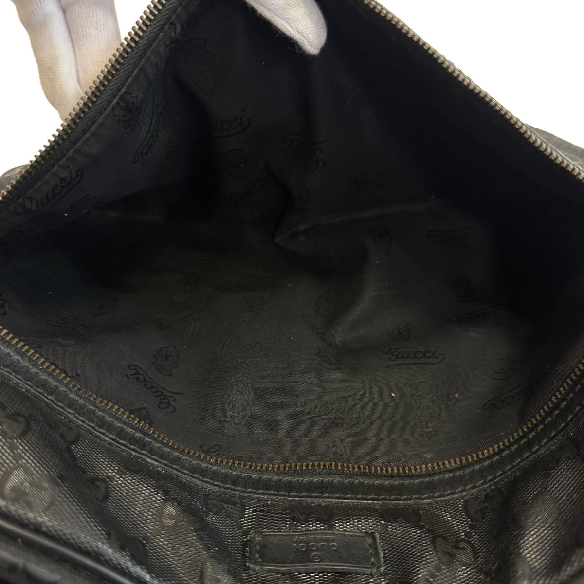 Gucci Gg Imprimé Black Pvc Shoulder Bag (Pre-Owned)