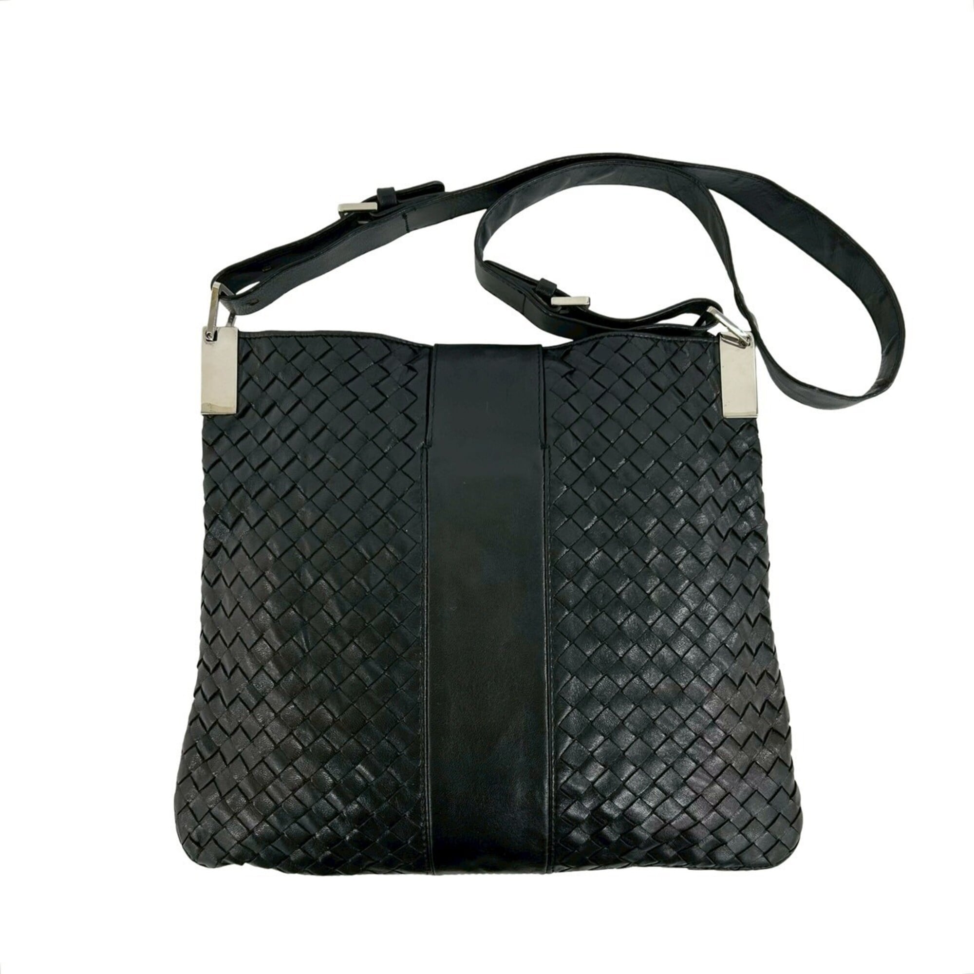 Bottega Veneta Black Leather Pochette Shoulder Bag (Pre-Owned)