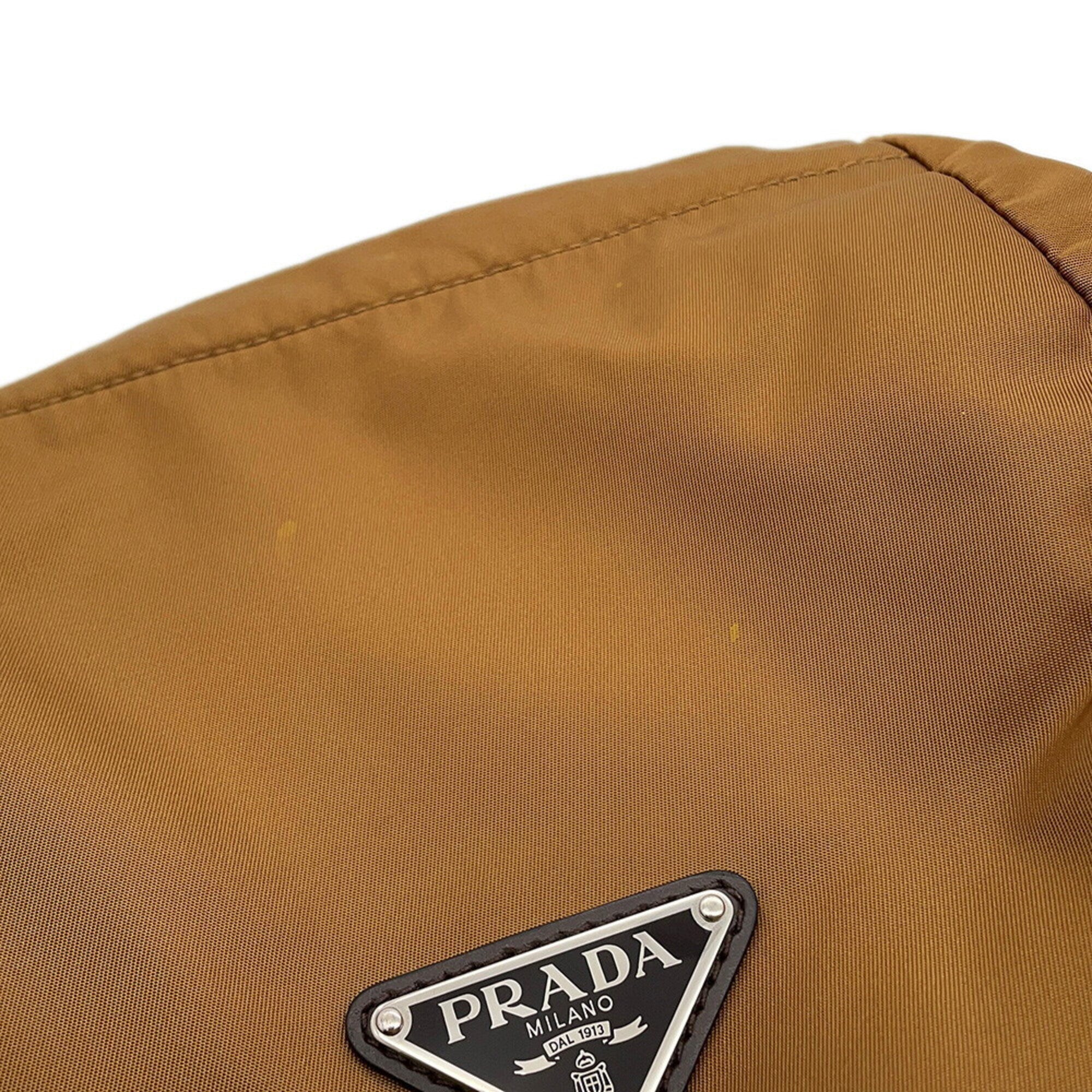 Prada Brown Nylon Leather Backpack (Pre-Owned)