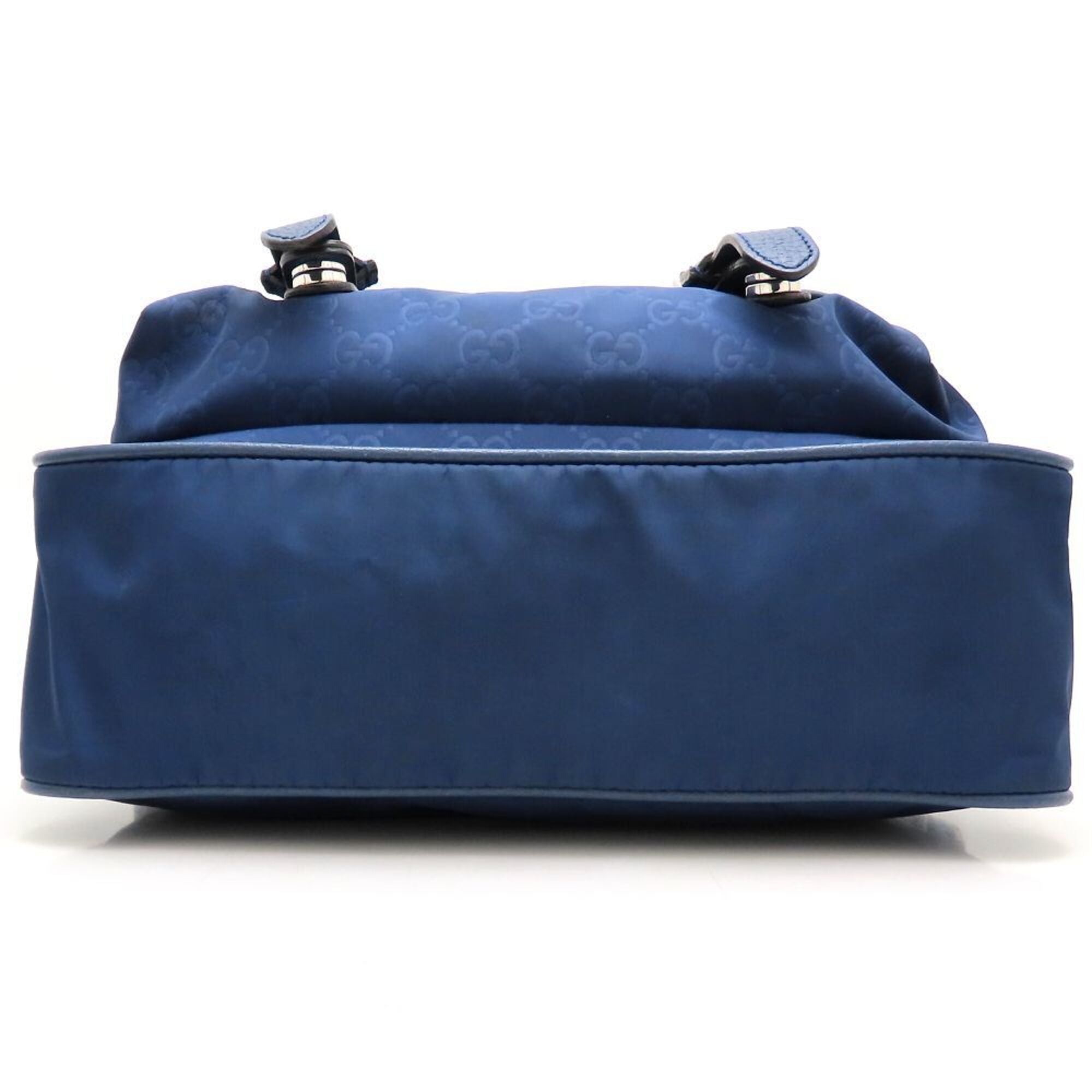 Gucci Navy Nylon Leather Messenger Bag Shoulder Bag (Pre-Owned)