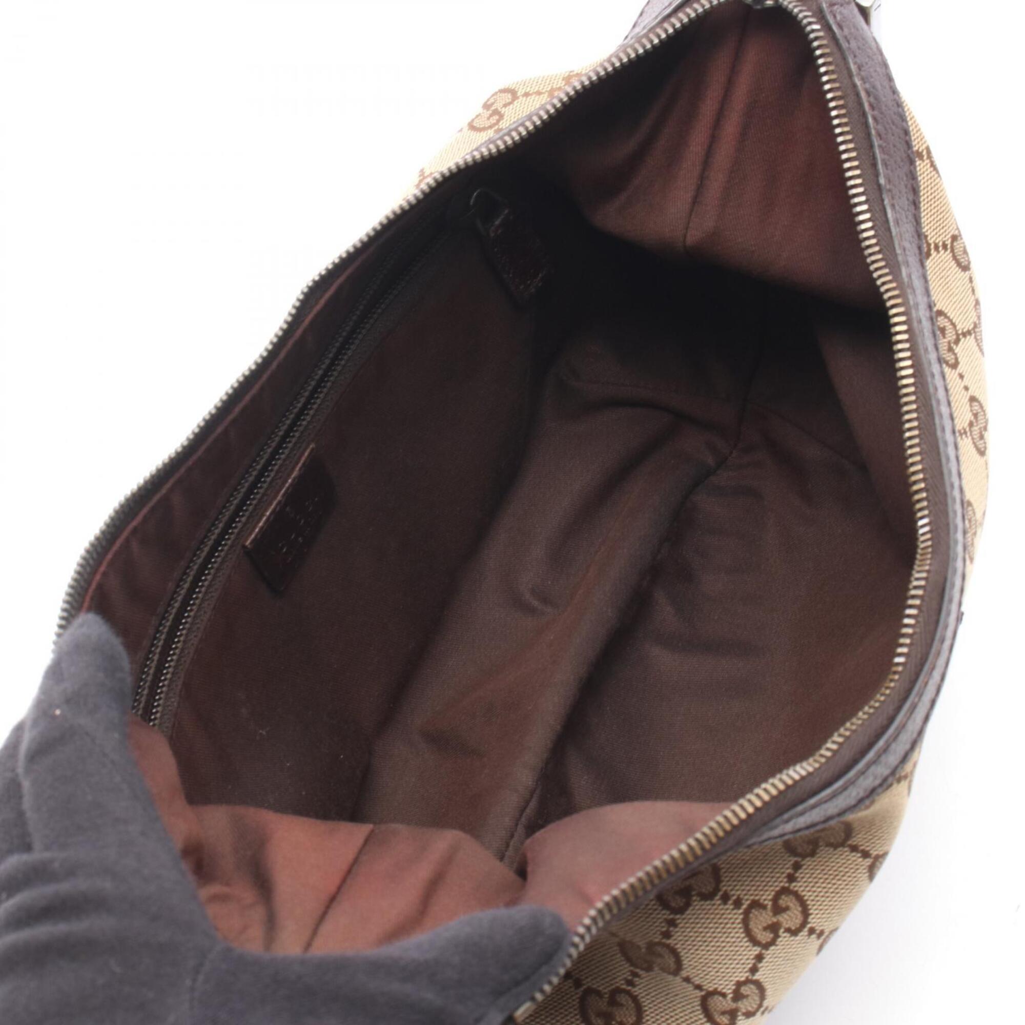 Gucci Beige Brown Canvas Leather Handbag Shoulder Bag (Pre-Owned)