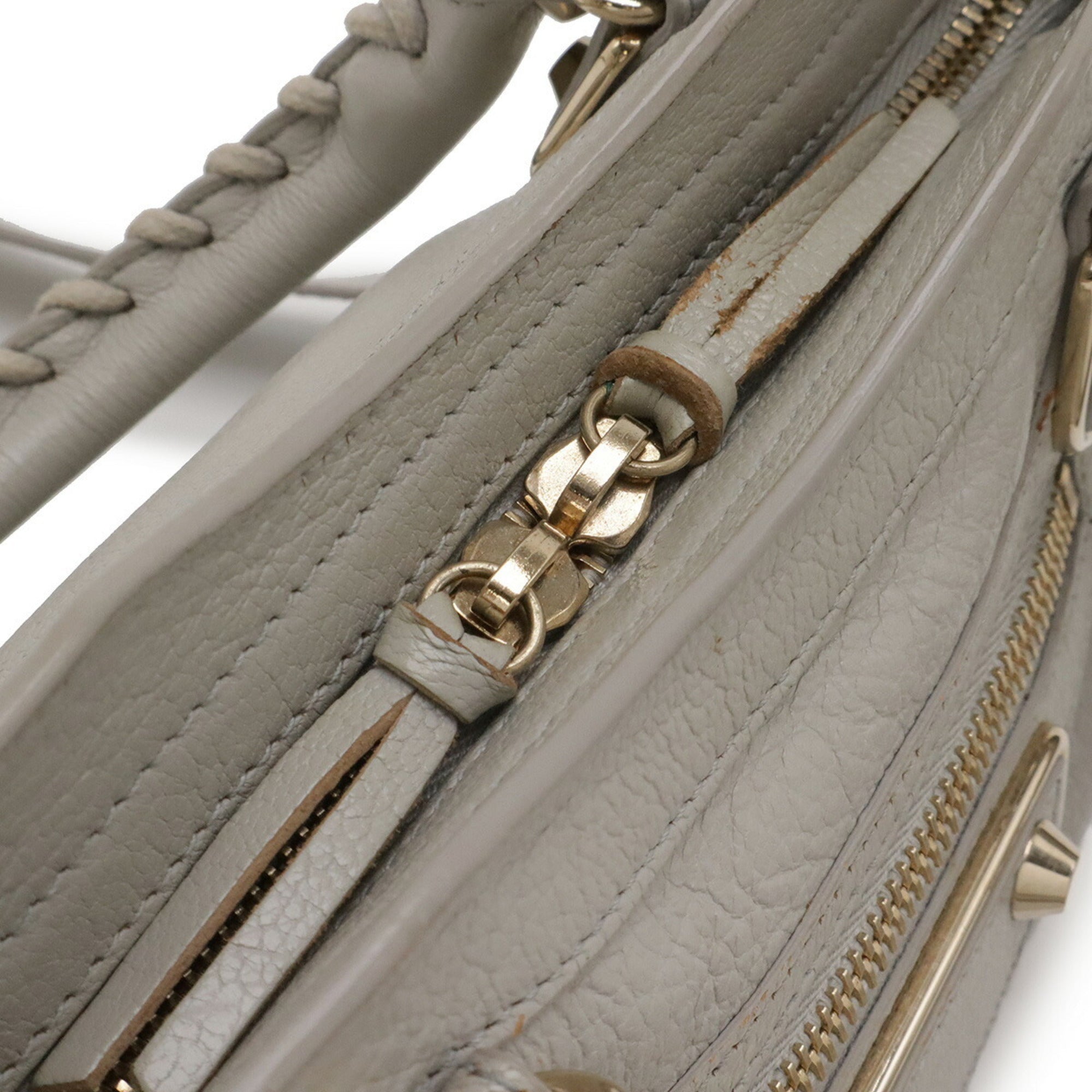 Balenciaga Light Gray Leather Handbag Shoulder Bag (Pre-Owned)