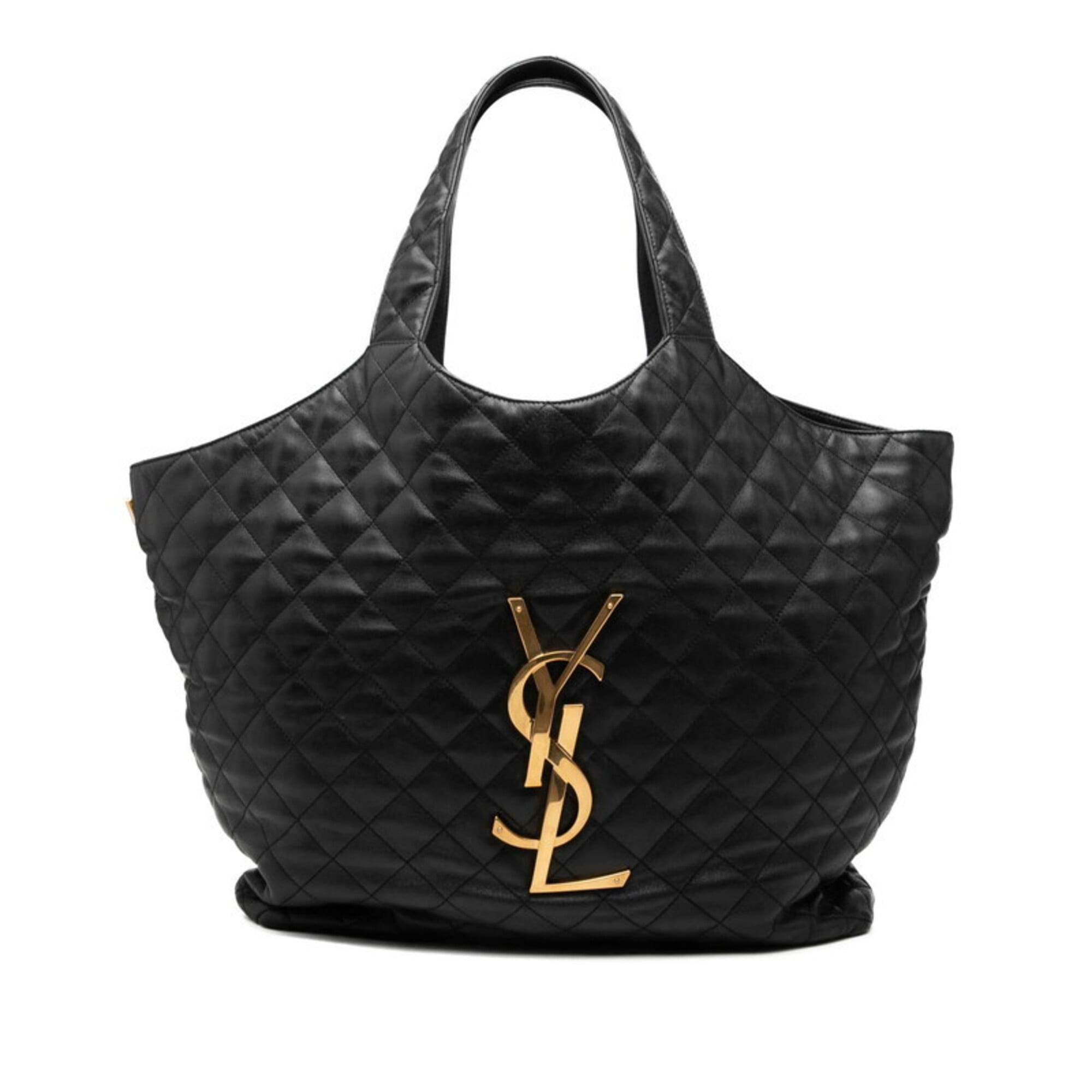 Saint Laurent Black Leather Pouch Shopping Bag Shoulder Bag Tote Bag (Pre-Owned)
