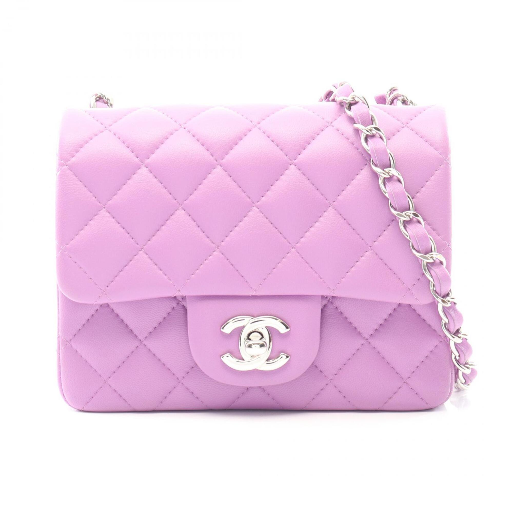 Chanel Purple Leather Handbag Shoulder Bag (Pre-Owned)