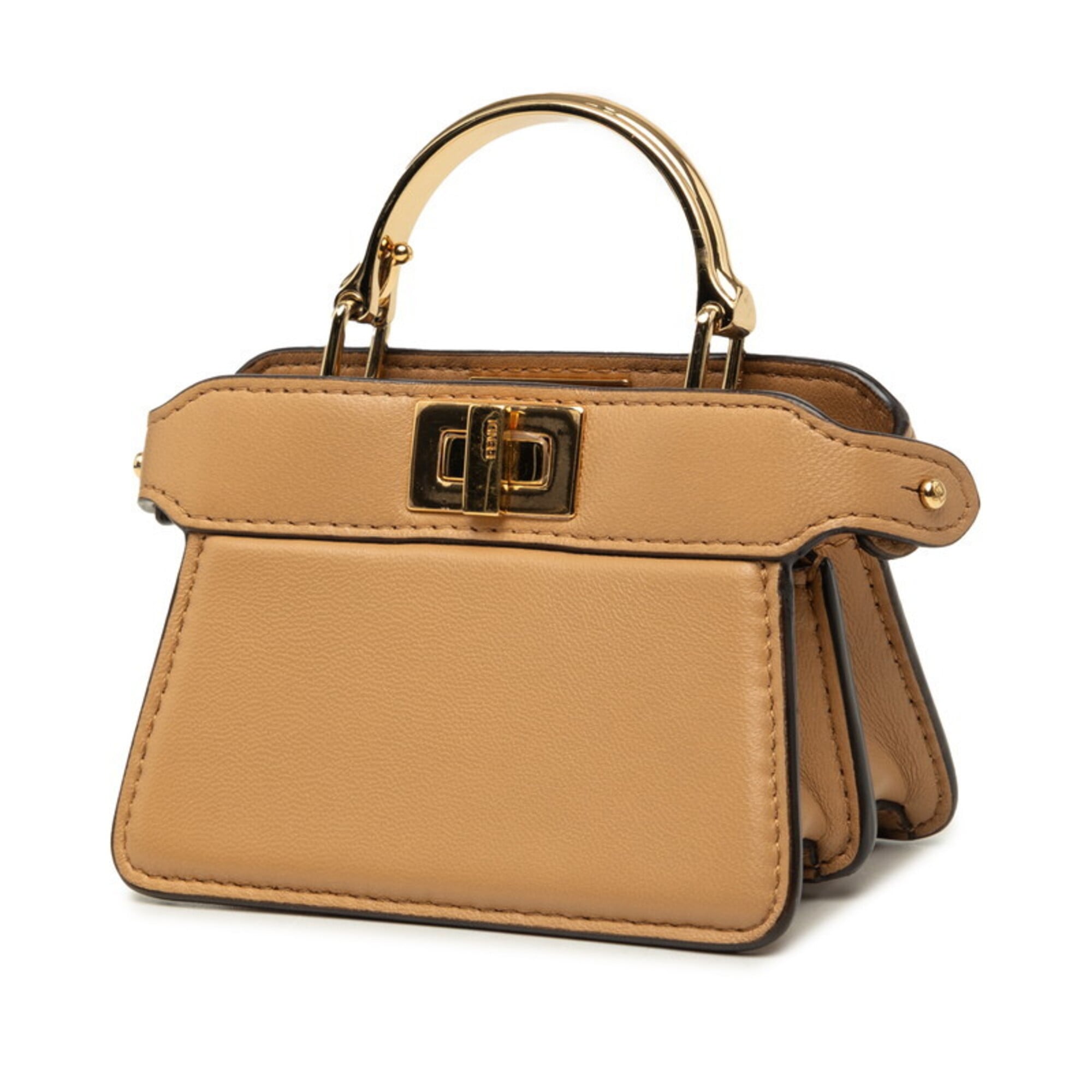 Fendi Peekaboo Beige Handbag Shoulder Bag (Pre-Owned)