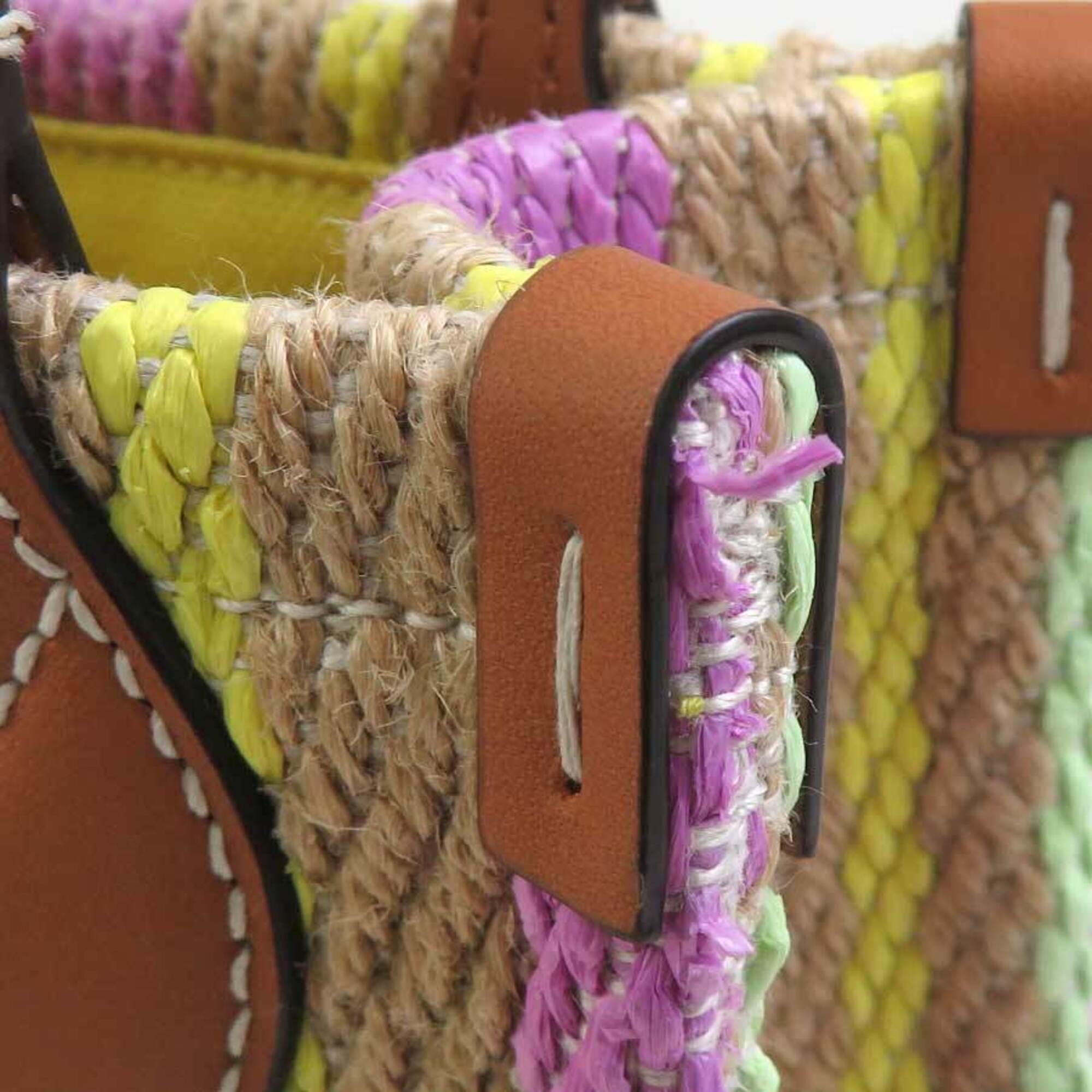 Gucci Multi-Color Straw Cotton Handbag (Pre-Owned)