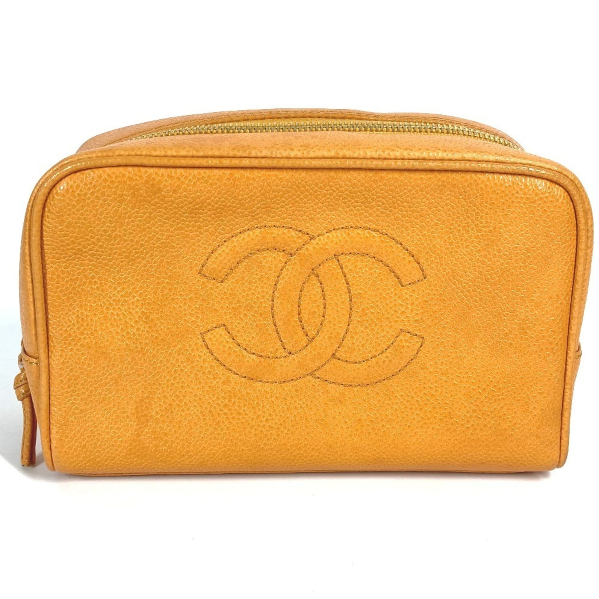 Chanel Orange Yellow Grained Calfskin Pouch (Pre-Owned)