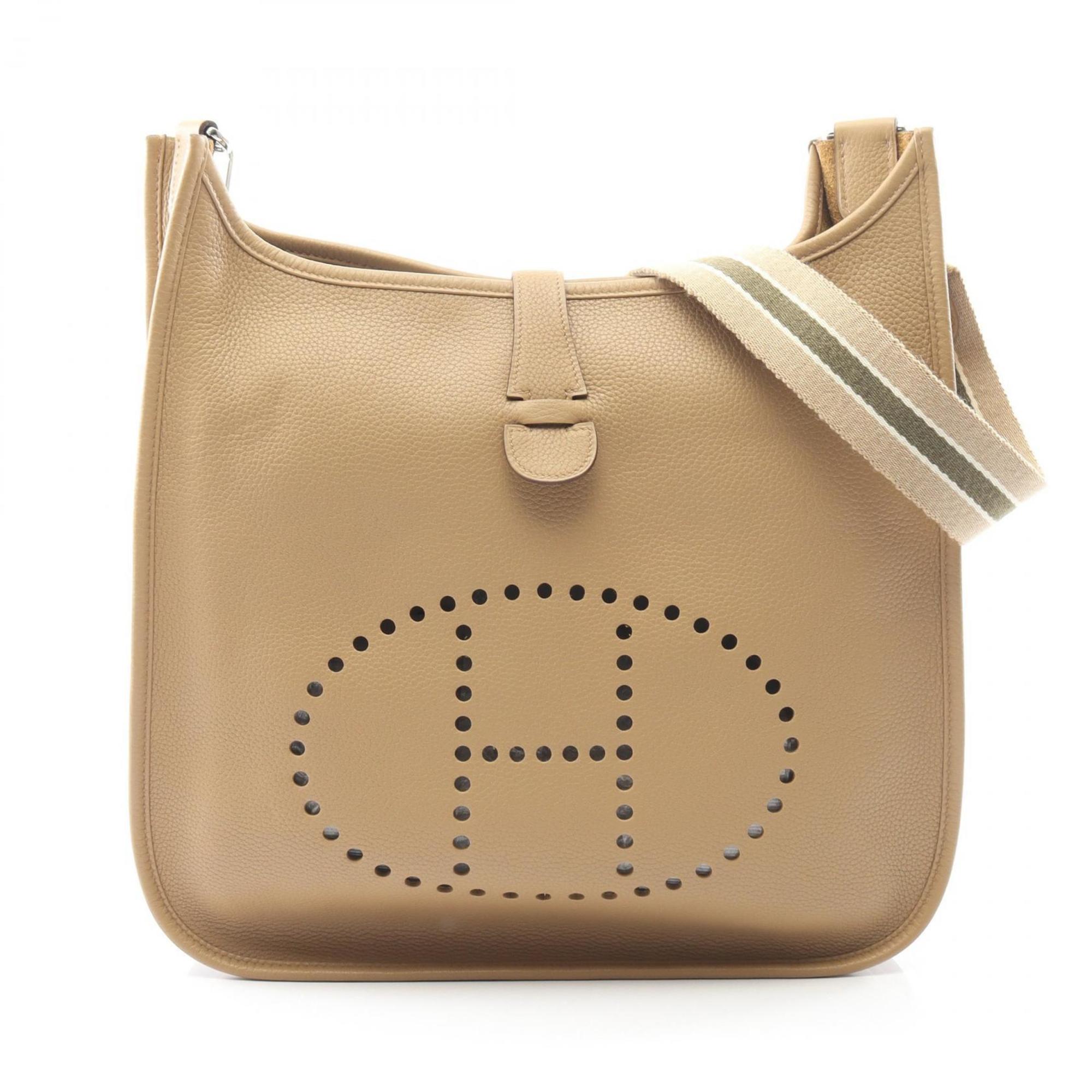 Hermes Beige Taurillon Clemence Leather Shoulder Bag (Pre-Owned)
