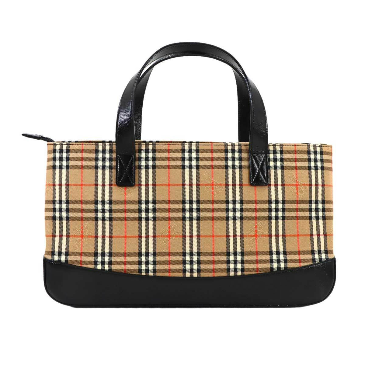 Burberry Beige Black Canvas Handbag (Pre-Owned)
