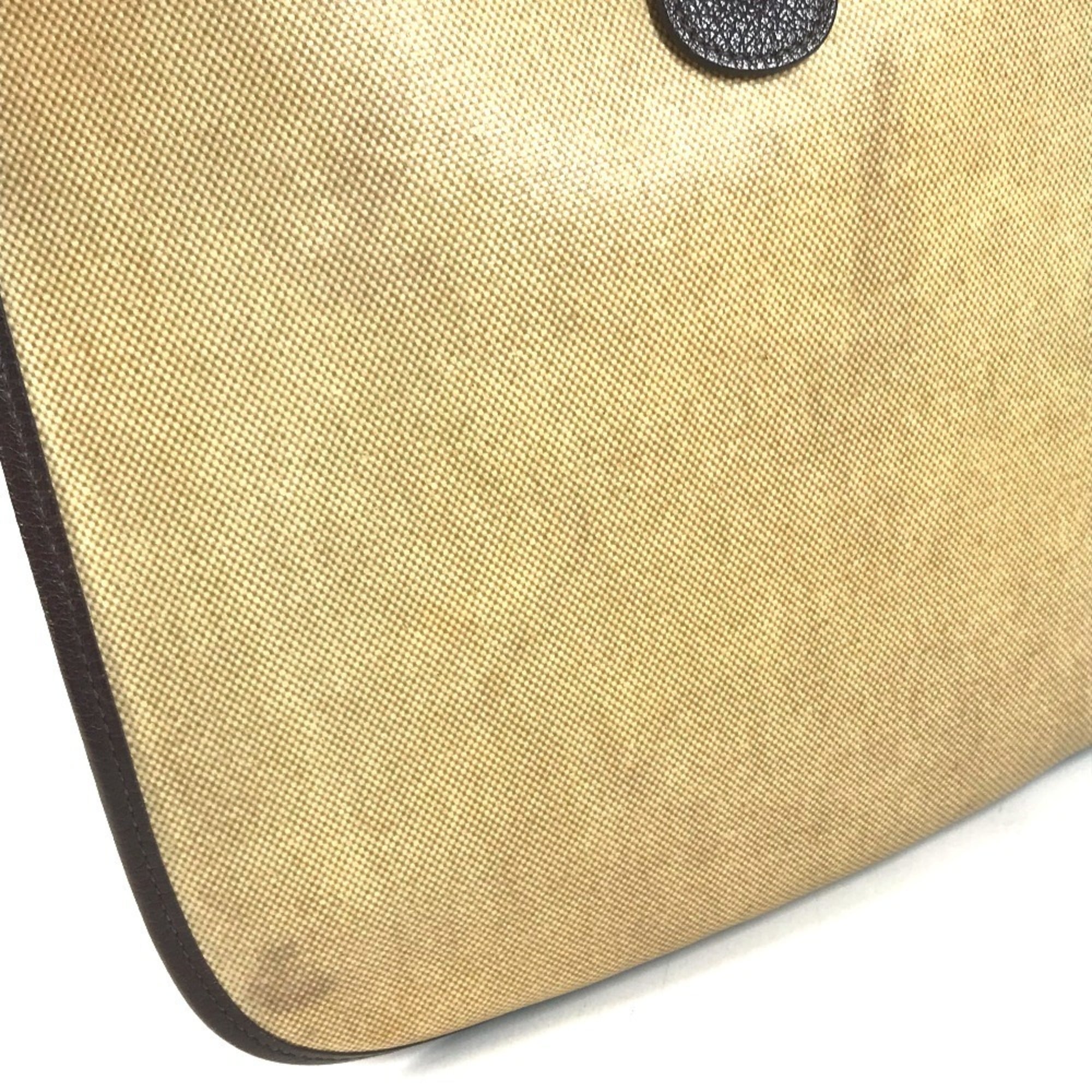 Hermes Beige Brown Yellow Leather Coated Canvas Shoulder Bag (Pre-Owned)