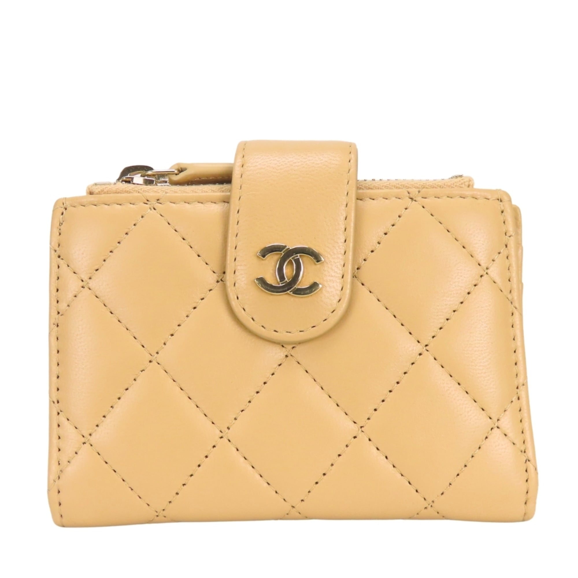 Chanel Beige Leather Coin Purse/Coin Case (Pre-Owned)