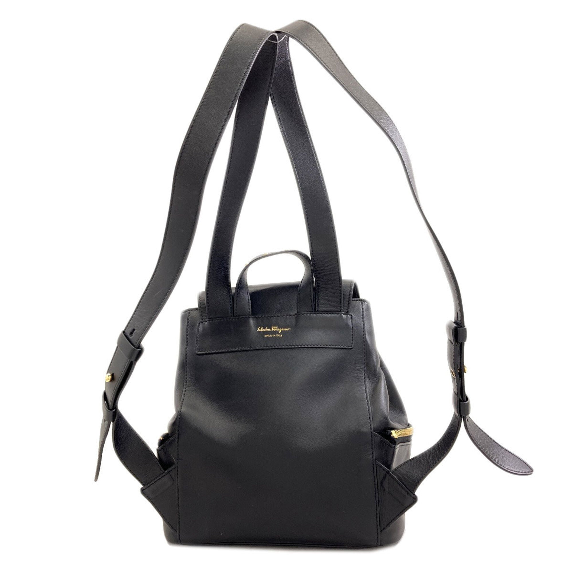 Salvatore Ferragamo Black Leather Backpack (Pre-Owned)