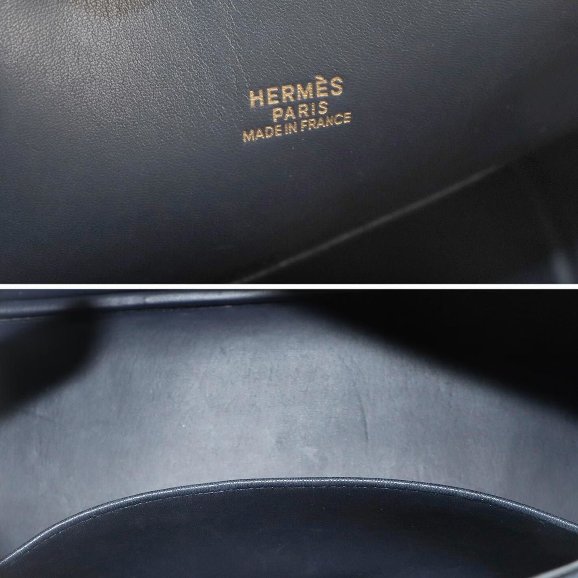 Hermes Blue Indigo Fjord Leather Handbag (Pre-Owned)