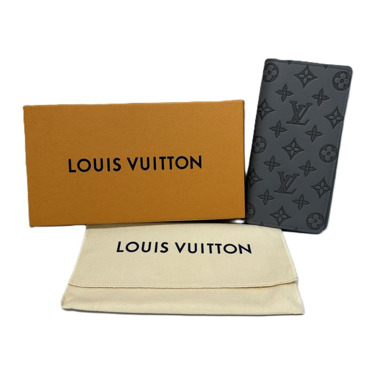 Louis Vuitton Monogram Shadow Gray Monogram Shadow Long Wallet (Bi-Fold) (Pre-Owned)