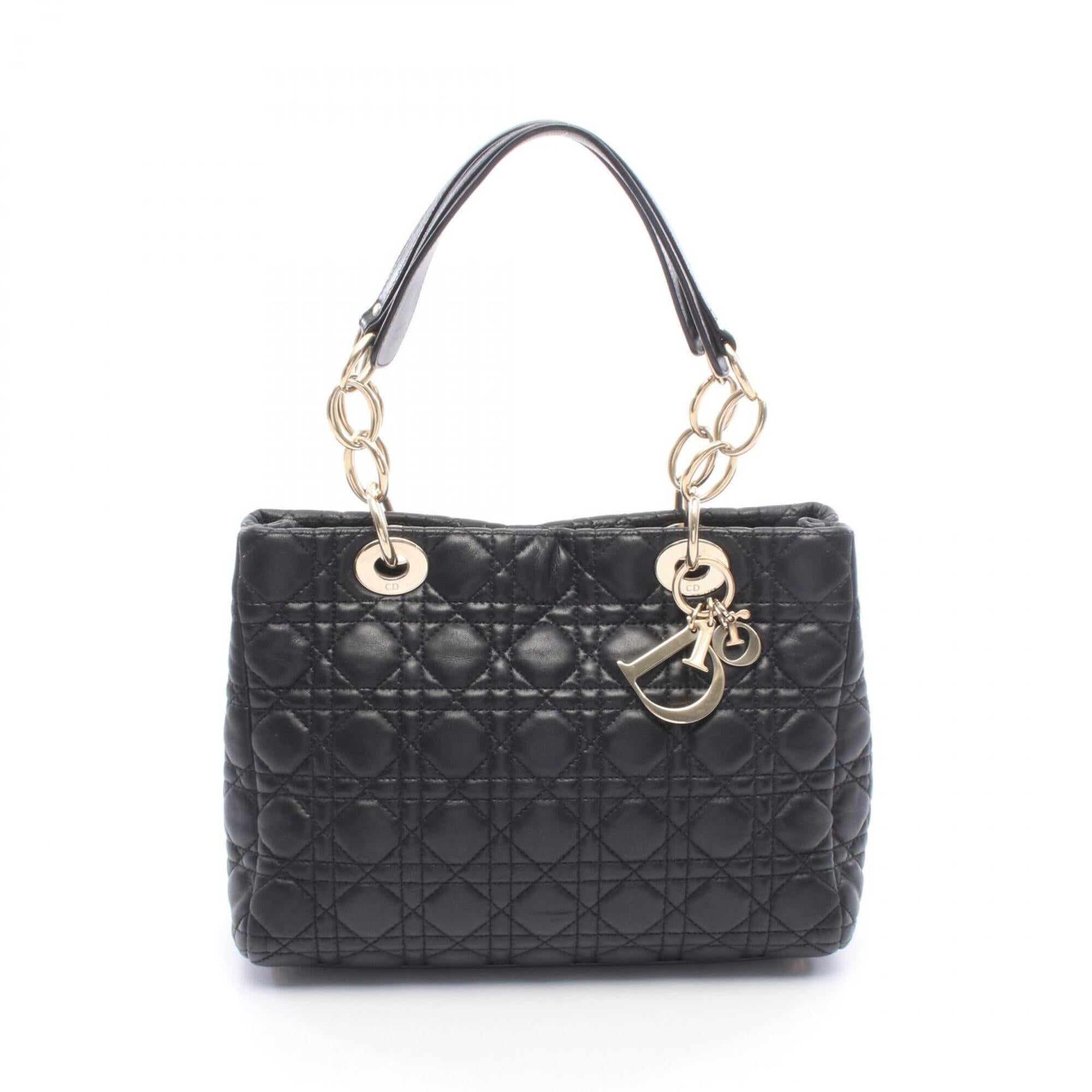 Christian Dior Black Leather Handbag Tote Bag (Pre-Owned)