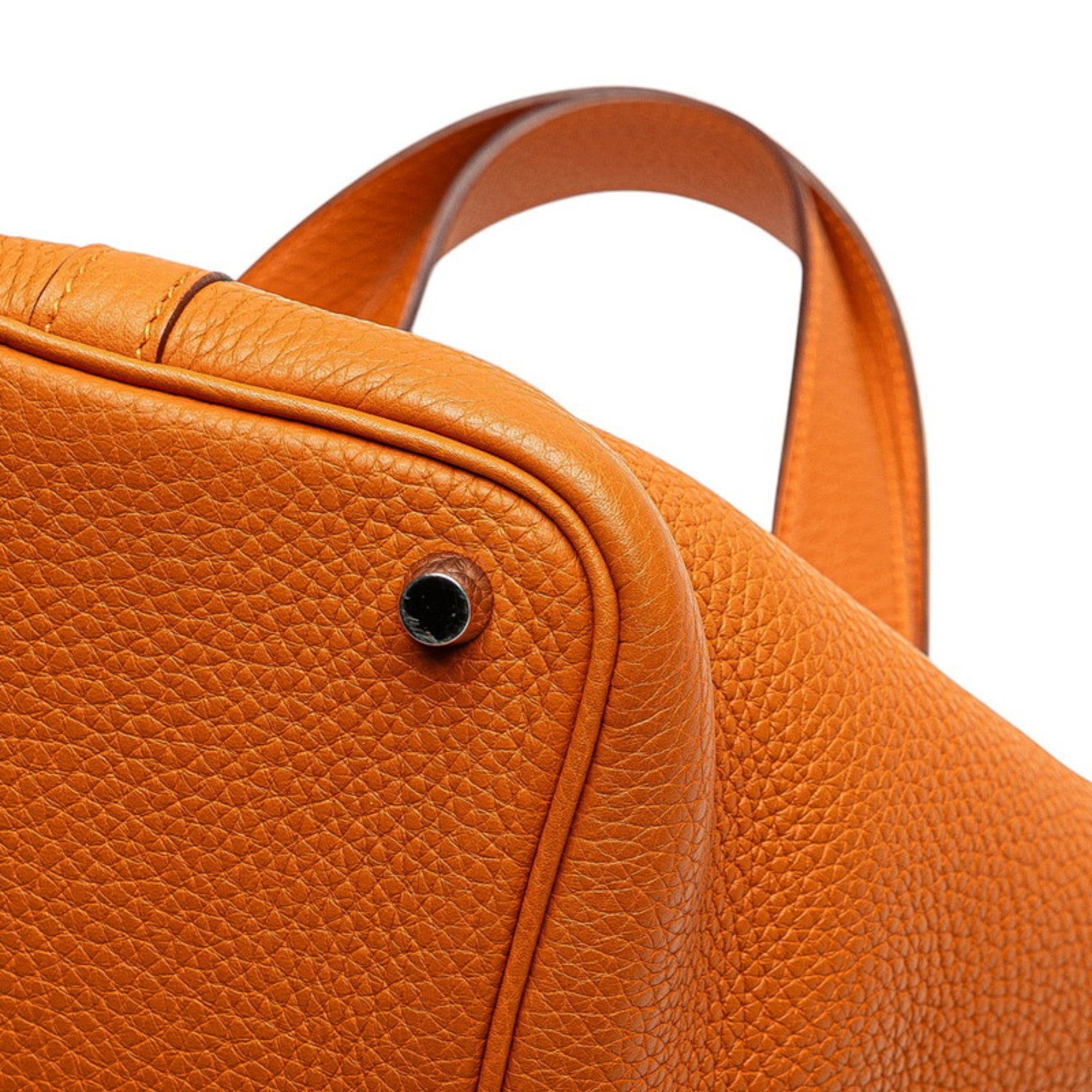 Hermes Picotin Orange Potiron Taurillon Clemence Leather Handbag (Pre-Owned)