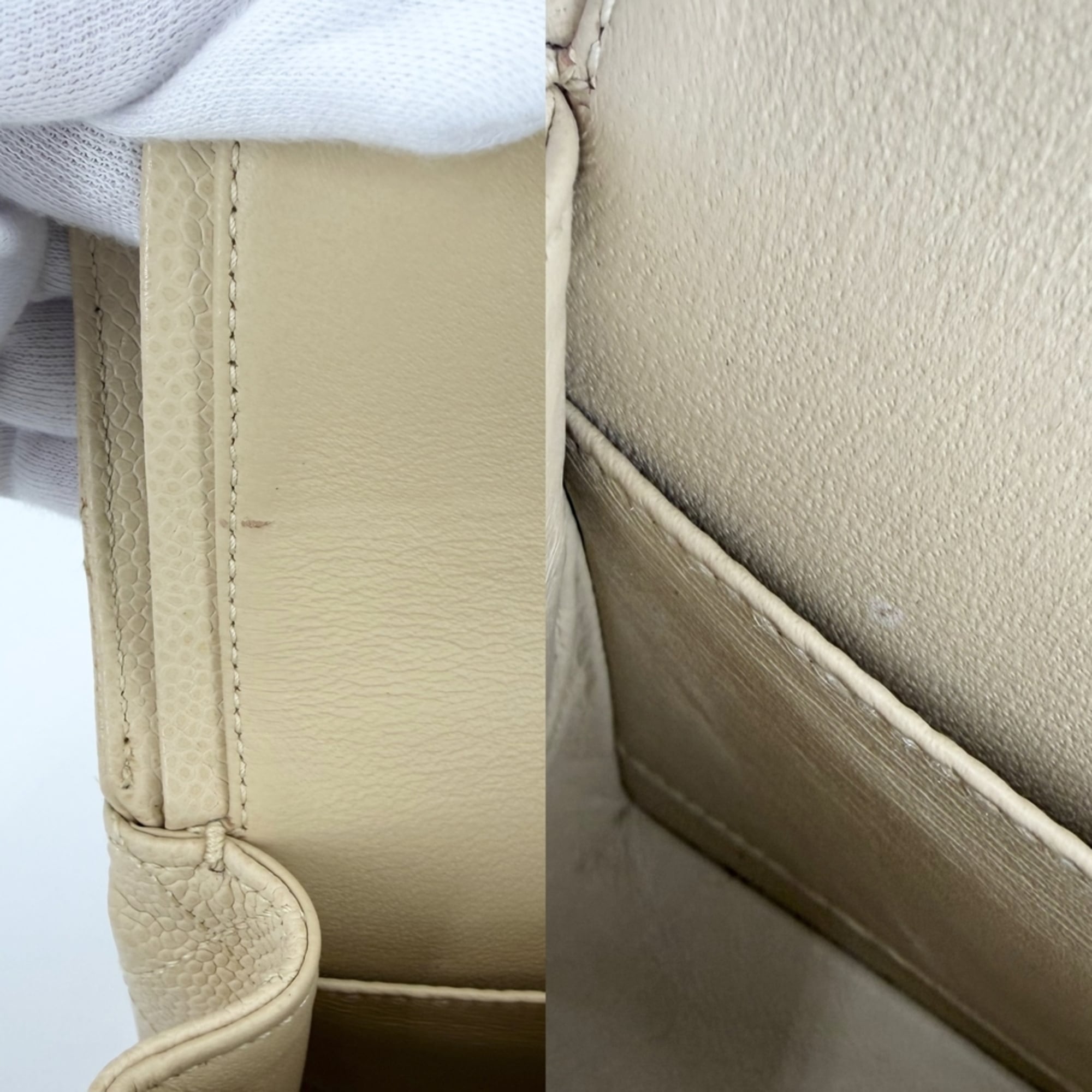 Chanel Beige Beige Gold Grained Calfskin Shoulder Bag (Pre-Owned)