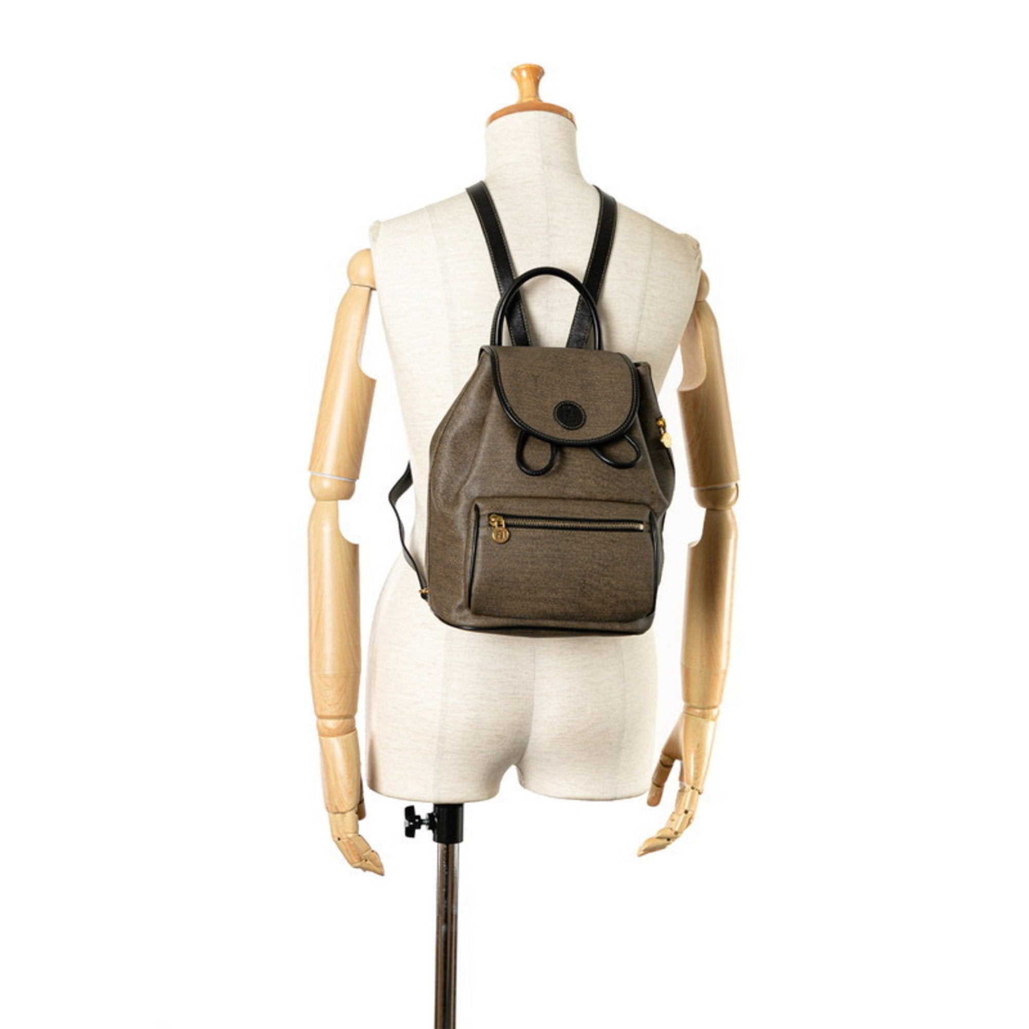 Fendi Zucchino Black Grayish Zucchino Pvc Leather Backpack (Pre-Owned)