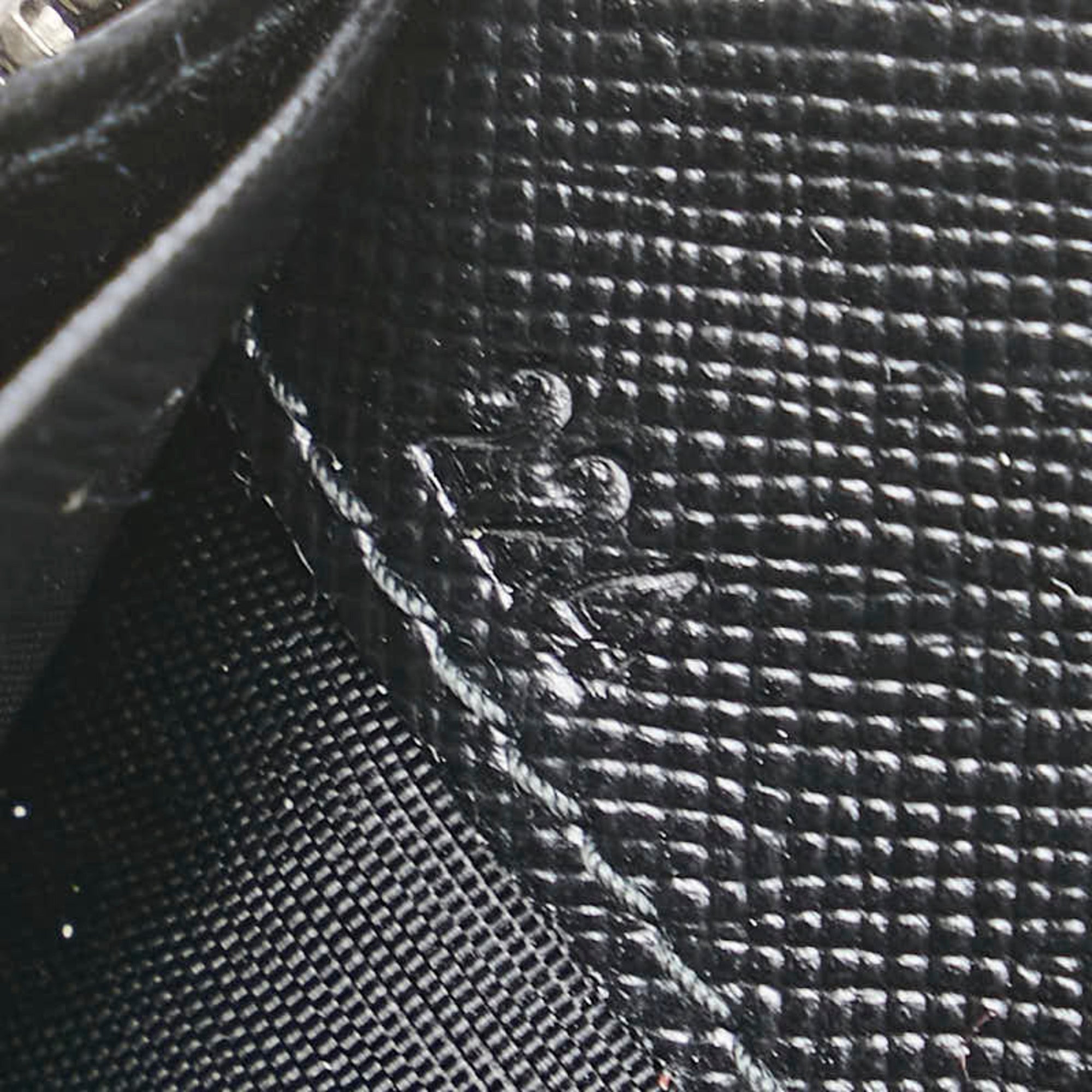 Prada Saffiano Black Gray Leather Long Wallet (Bi-Fold) (Pre-Owned)