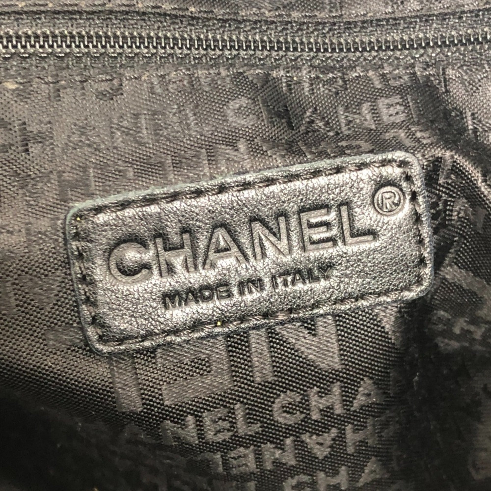 Chanel Black Grained Calfskin Boston Bag Handbag (Pre-Owned)