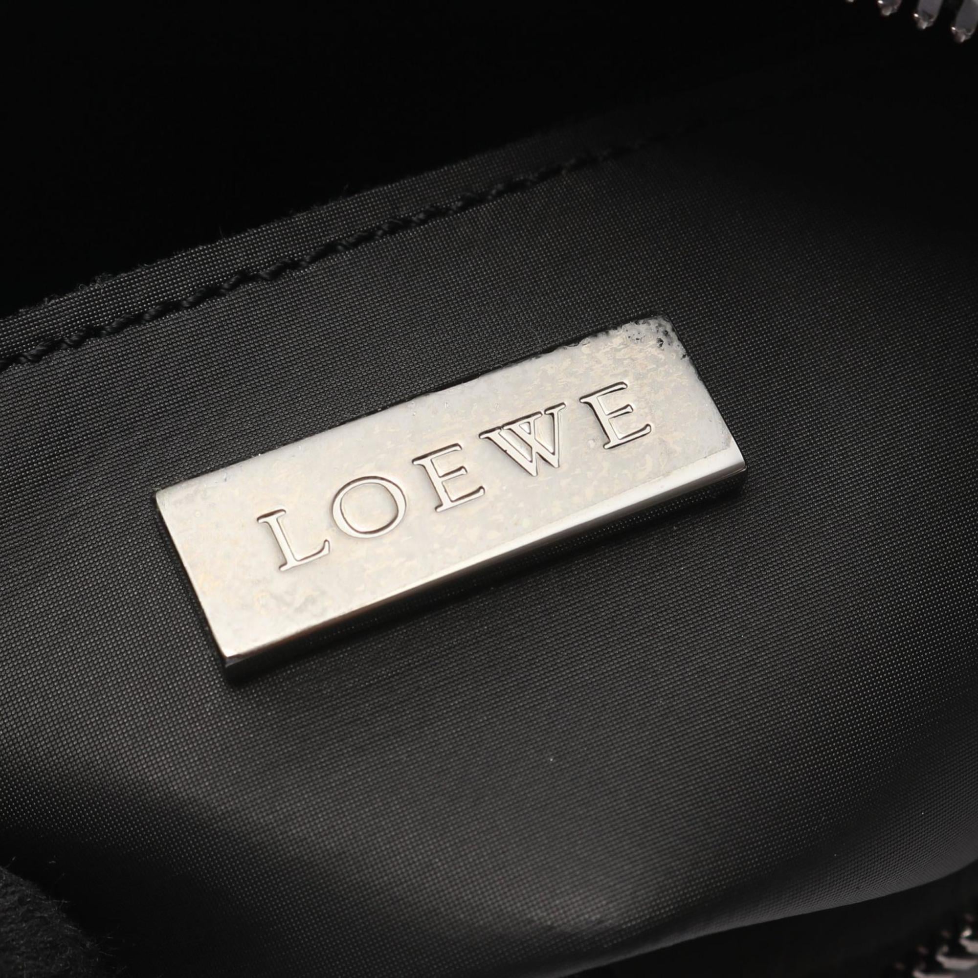 Loewe Black White Coated Canvas Leather Handbag Shoulder Bag (Pre-Owned)