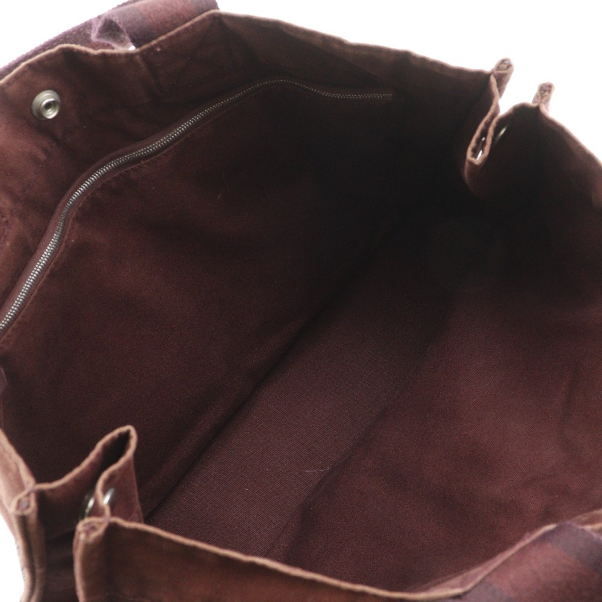 Hermes Brown Cotton Canvas Leather Handbag (Pre-Owned)