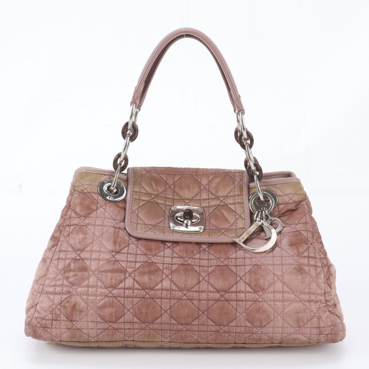 Christian Dior Pink Leather Nylon Handbag Tote Bag (Pre-Owned)