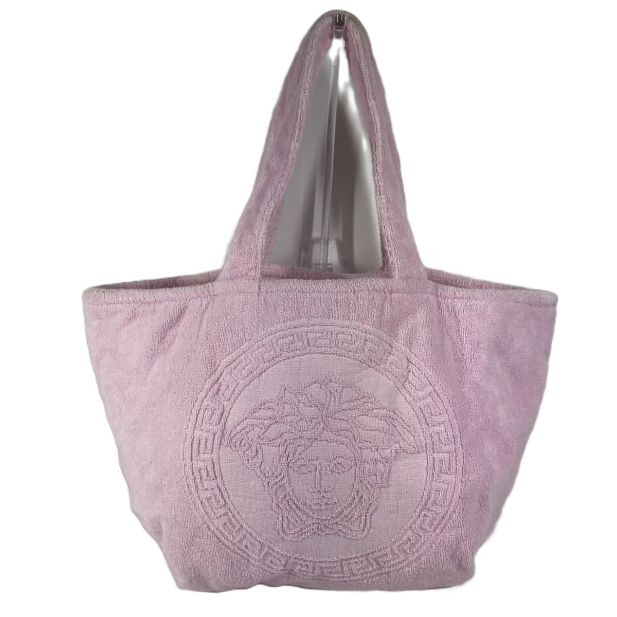 Versace Pink Cotton Boston Bag Shoulder Bag Tote Bag (Pre-Owned)