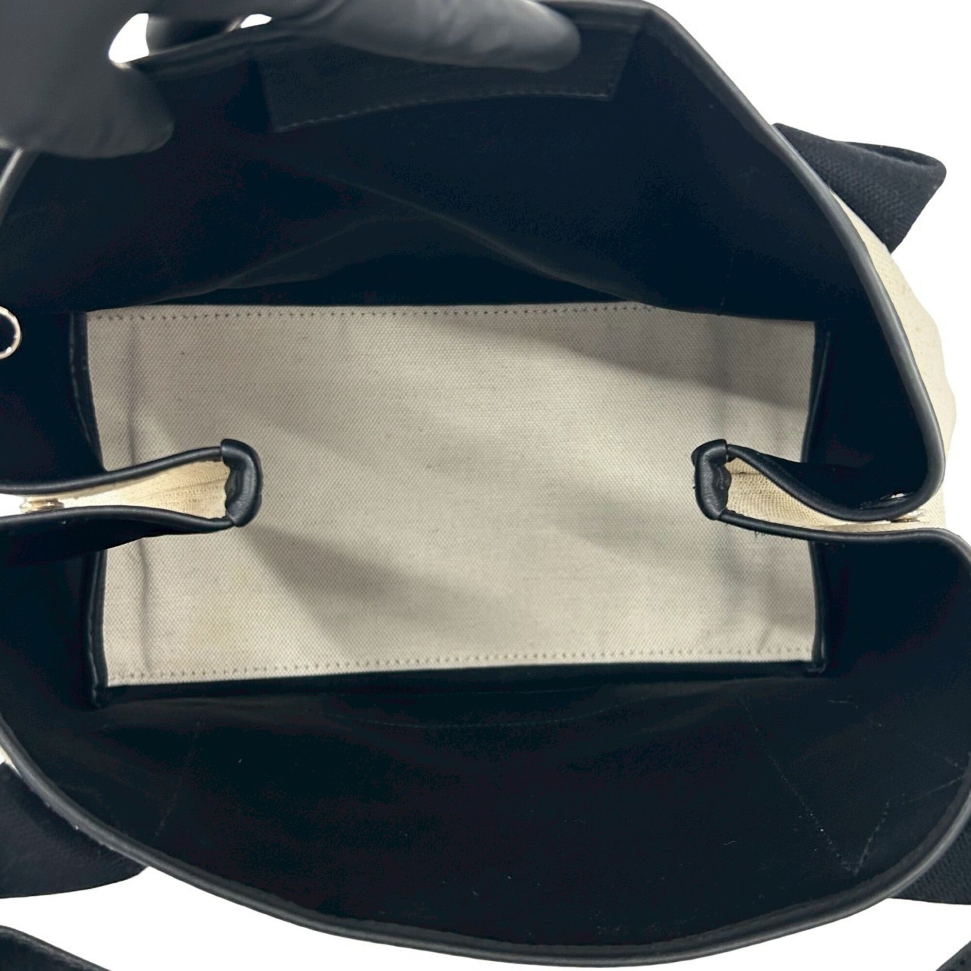 Balenciaga Black Ivory Canvas Leather Handbag Pouch Tote Bag (Pre-Owned)