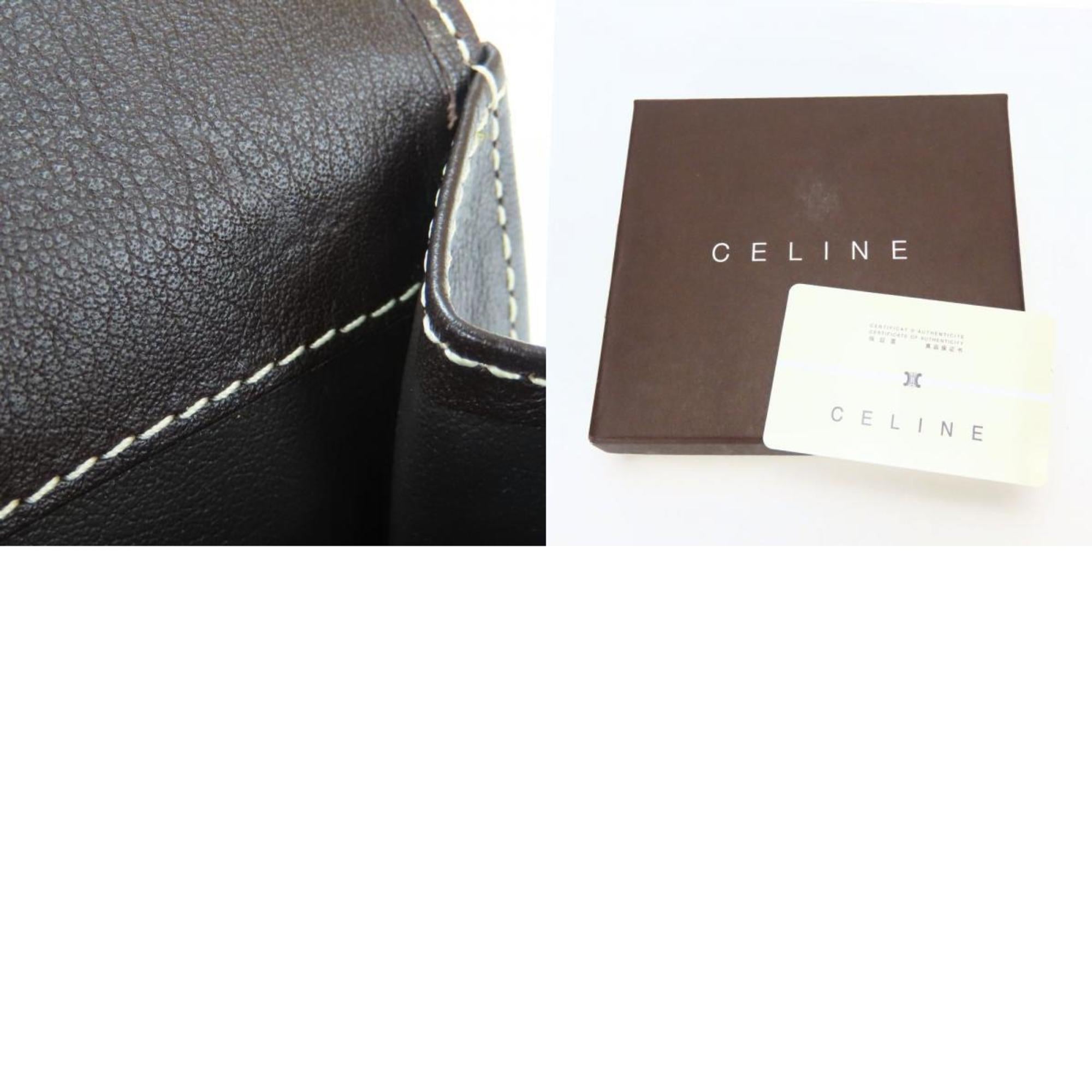 Celine Macadam Beige Dark Brown Canvas Leather Wallet (Bi-Fold) (Pre-Owned)