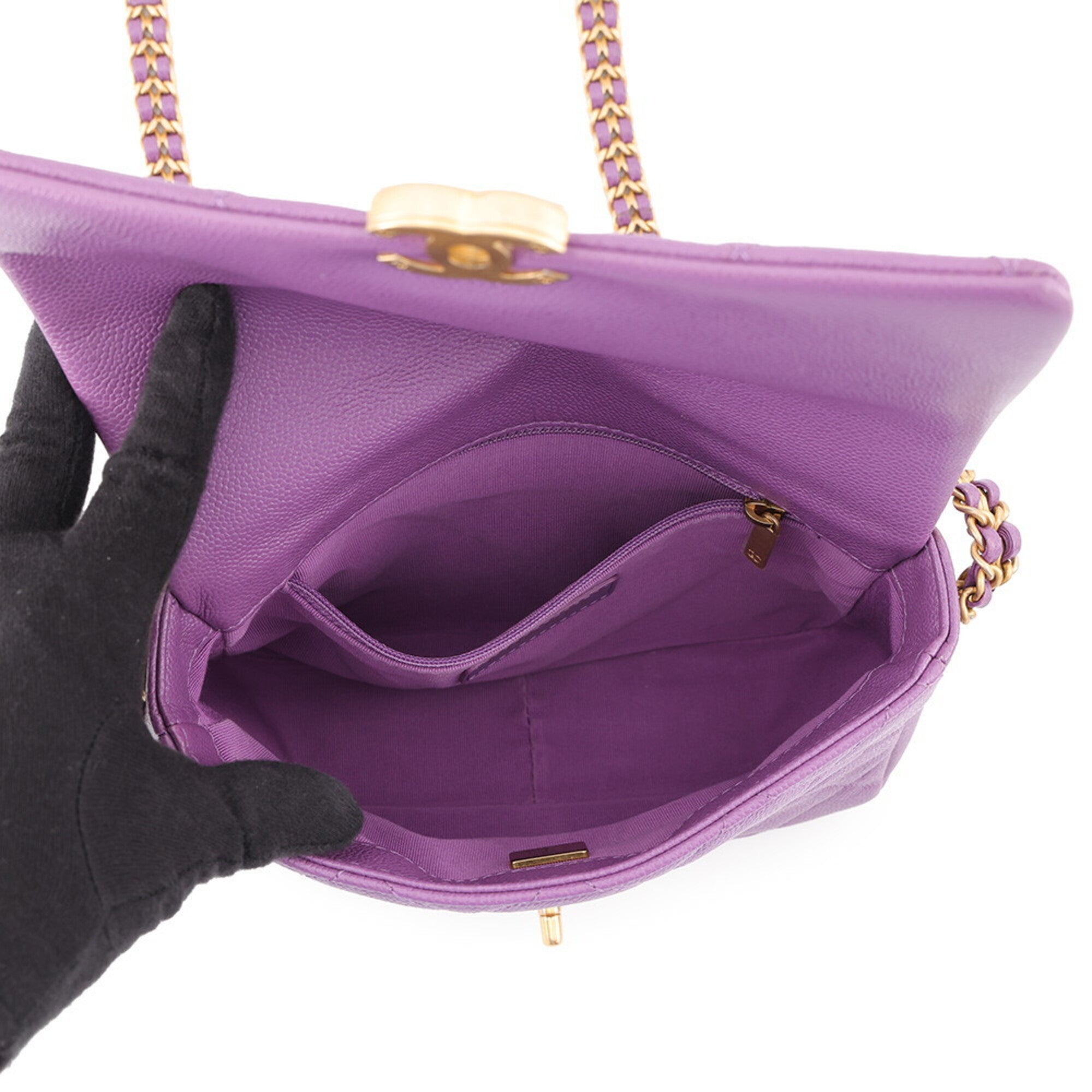 Chanel Matelasse Purple Grained Calfskin Shoulder Bag (Pre-Owned)