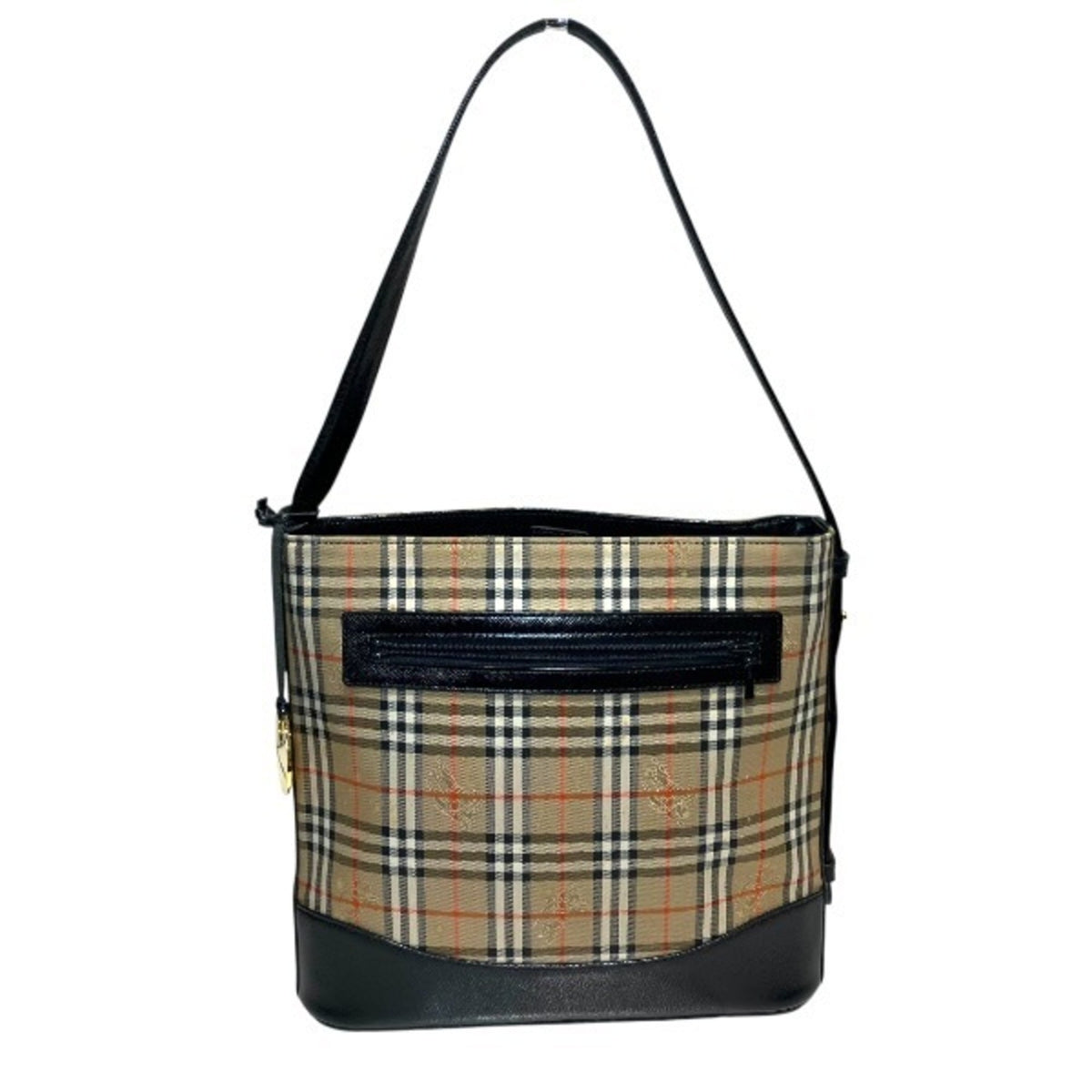 Burberry Beige Leather Canvas Shoulder Bag (Pre-Owned)