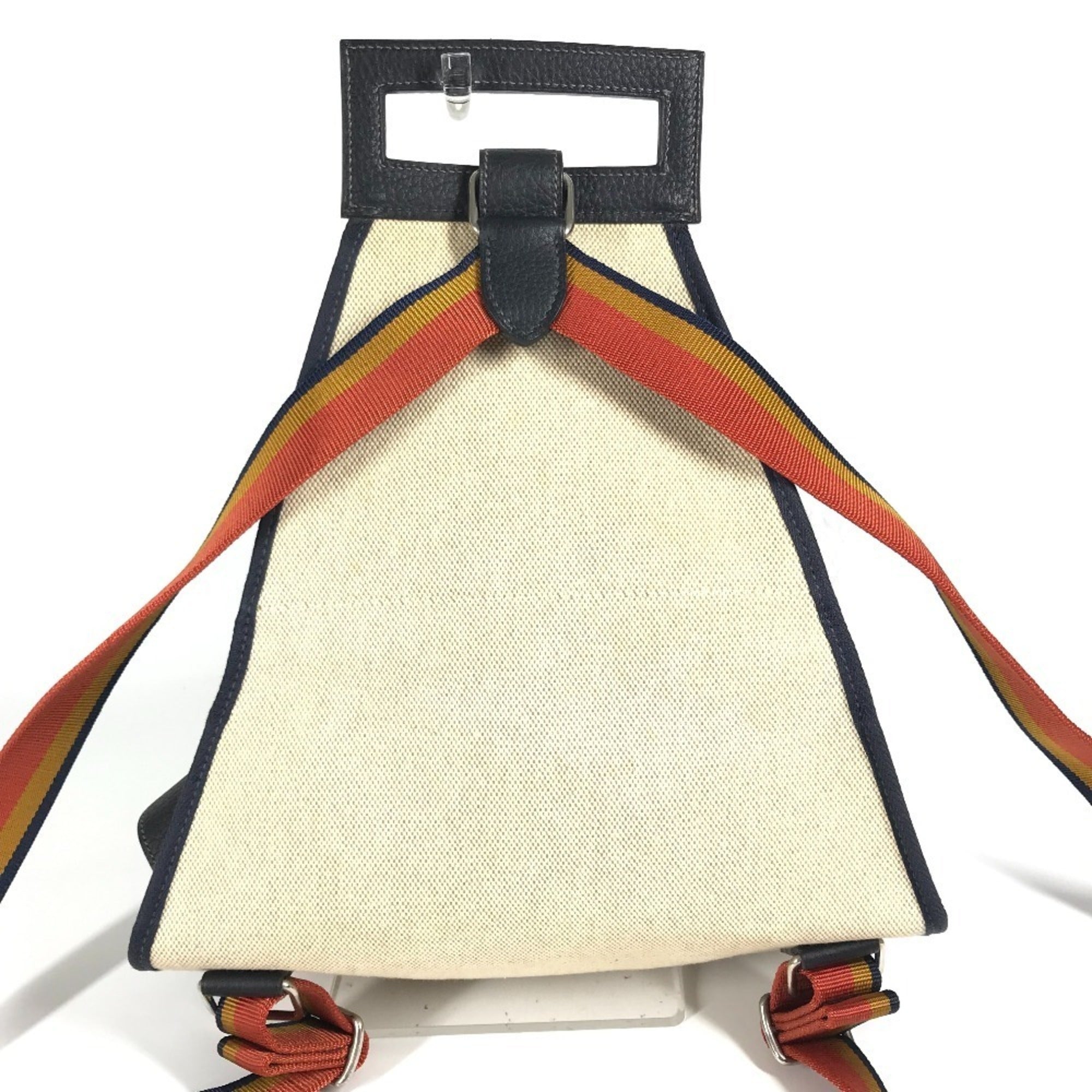Hermes Beige Orange Toile H Backpack Handbag (Pre-Owned)