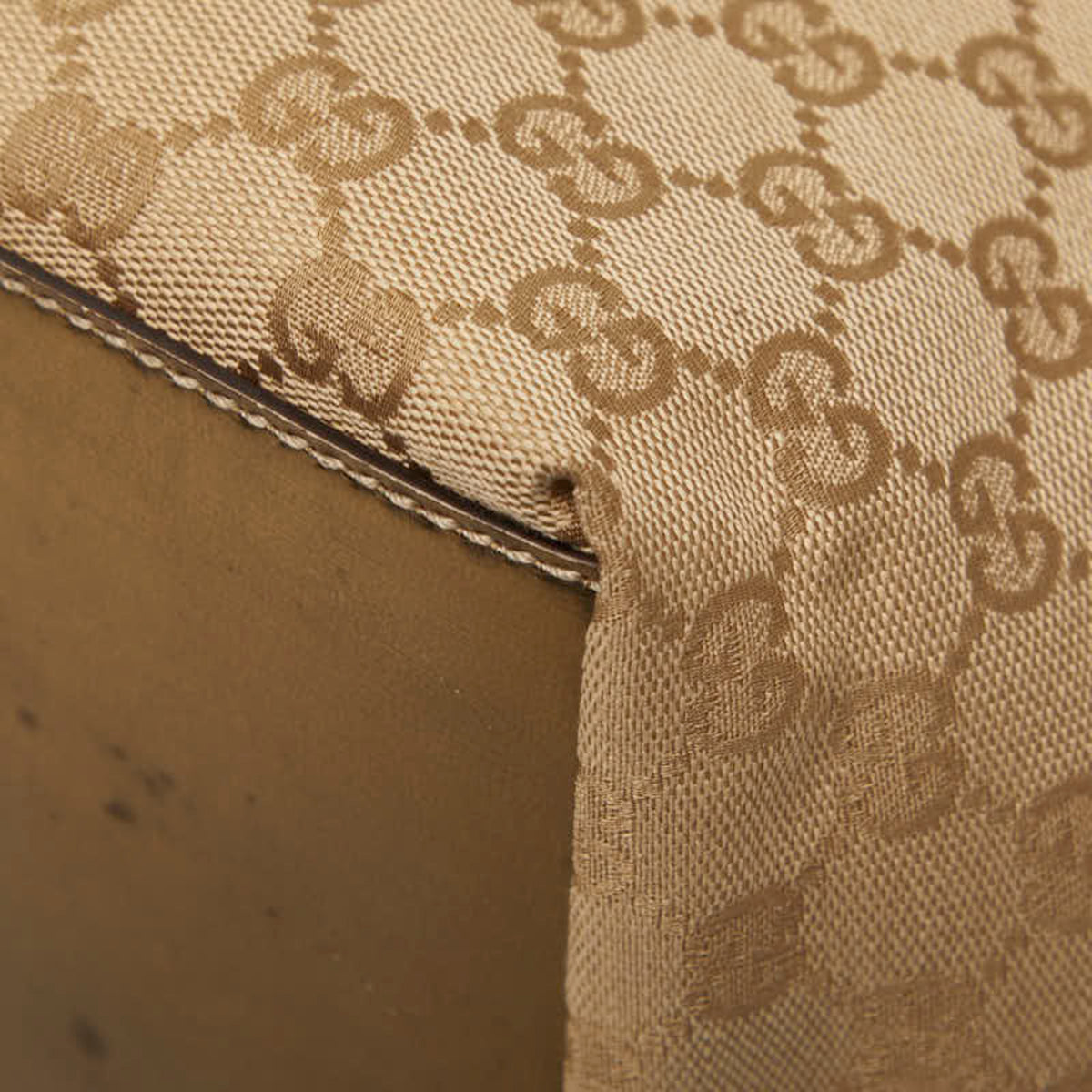 Gucci Beige Gold Canvas Leather Handbag (Pre-Owned)