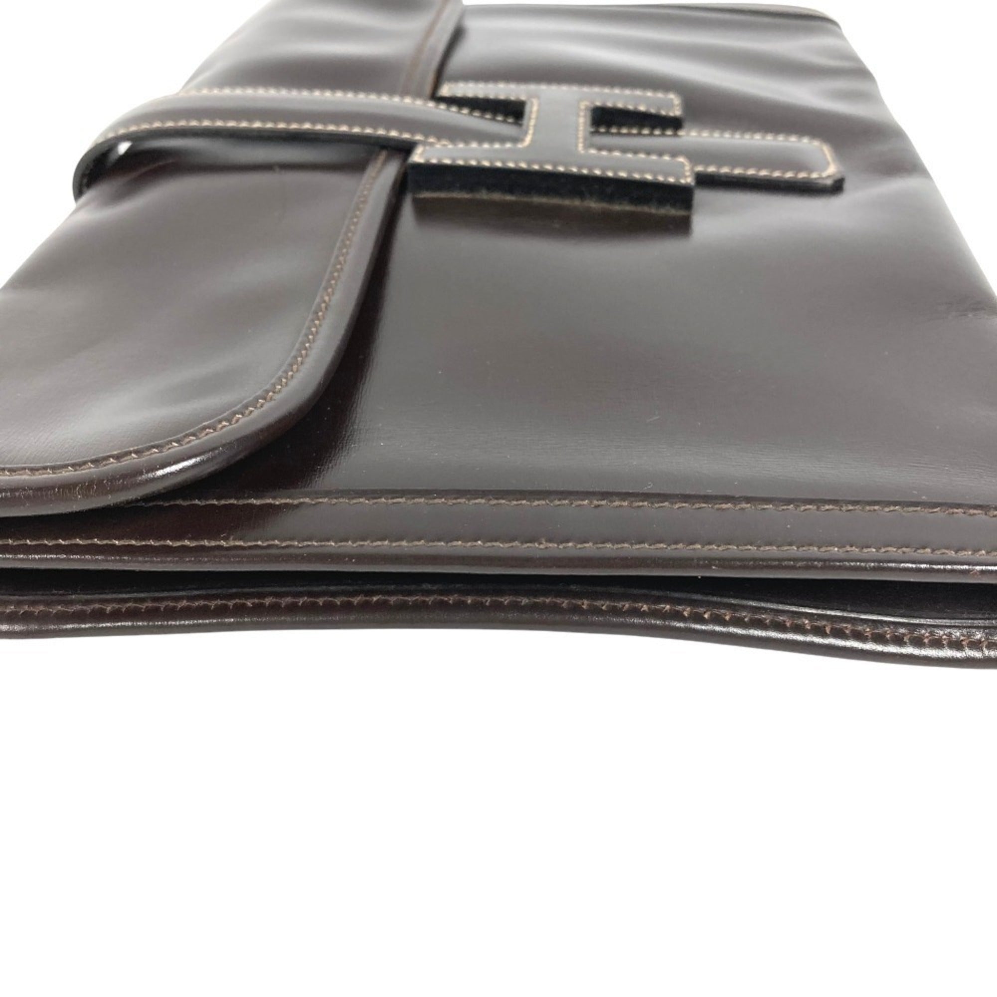 Hermes Dark Brown Leather Clutch Bag (Pre-Owned)