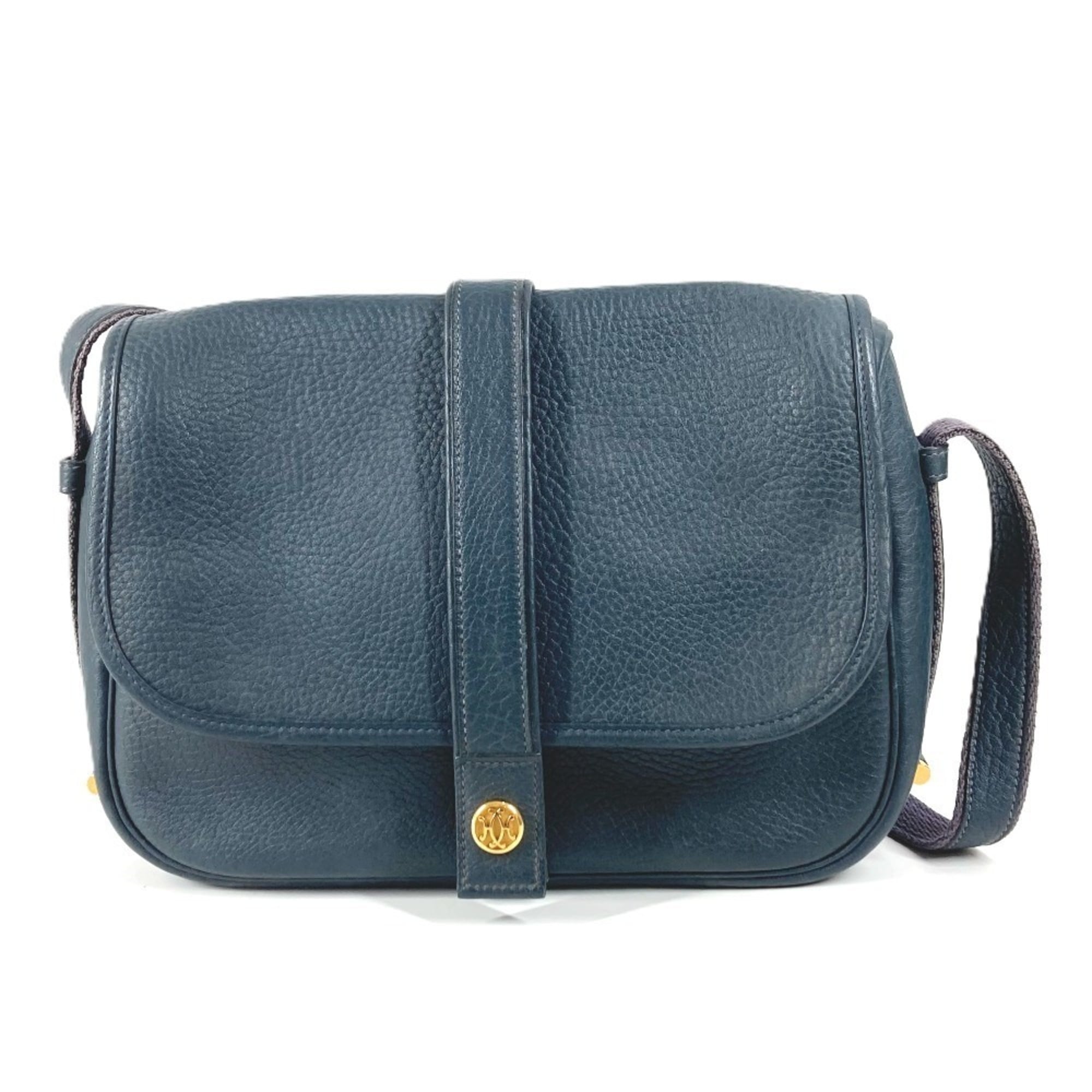 Hermes Navy Leather Shoulder Bag (Pre-Owned)