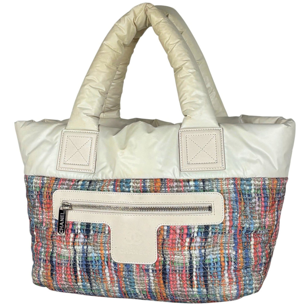 Chanel Coco Cocoon Ivory Multi-Color Nylon Leather Tote Bag (Pre-Owned)