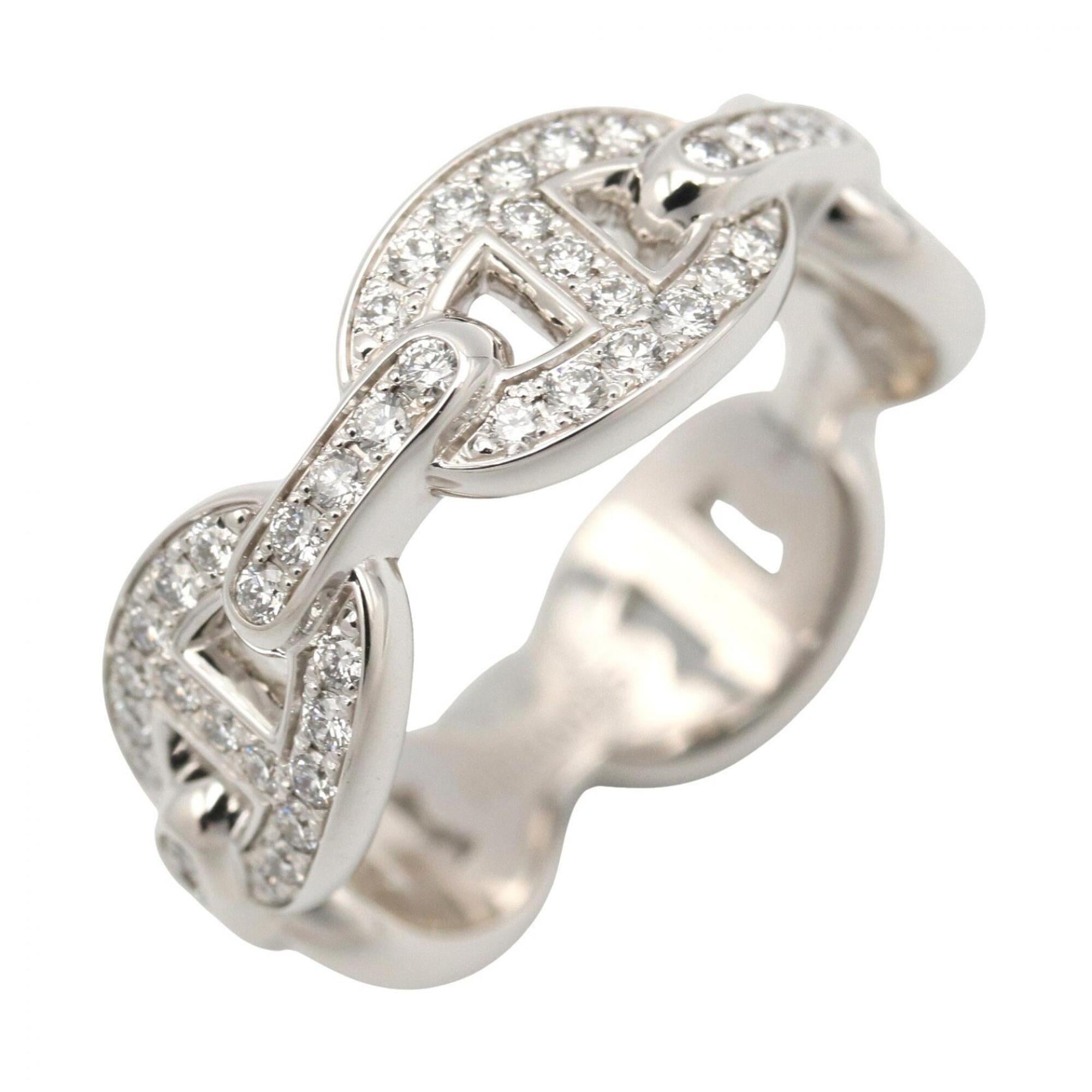 Hermes Silver Clear White Gold (18K) Band Ring (Pre-Owned)