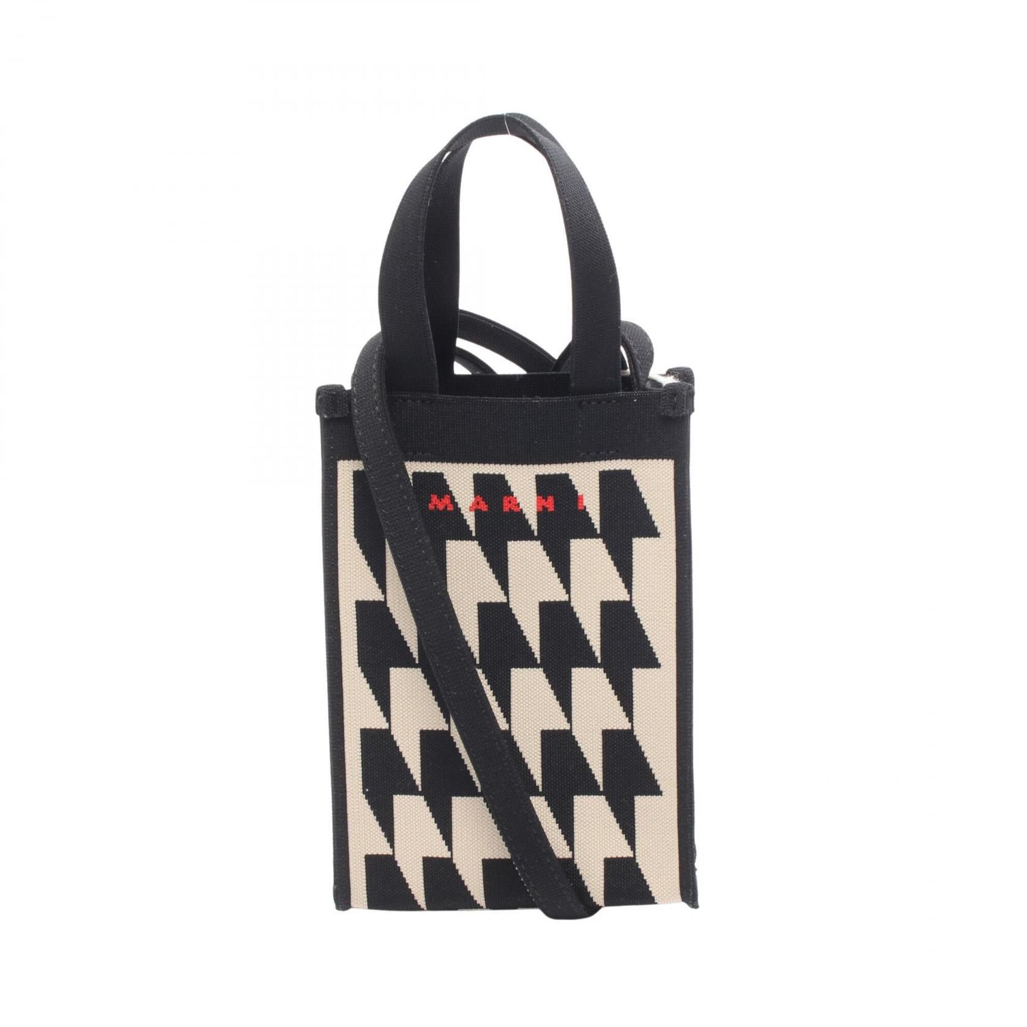 Marni Beige Black Knit Handbag Shoulder Bag (Pre-Owned)