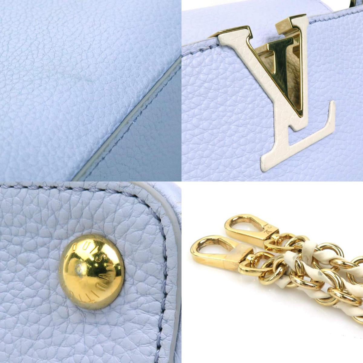 Louis Vuitton Ivory Light Purple Leather Handbag Shoulder Bag (Pre-Owned)