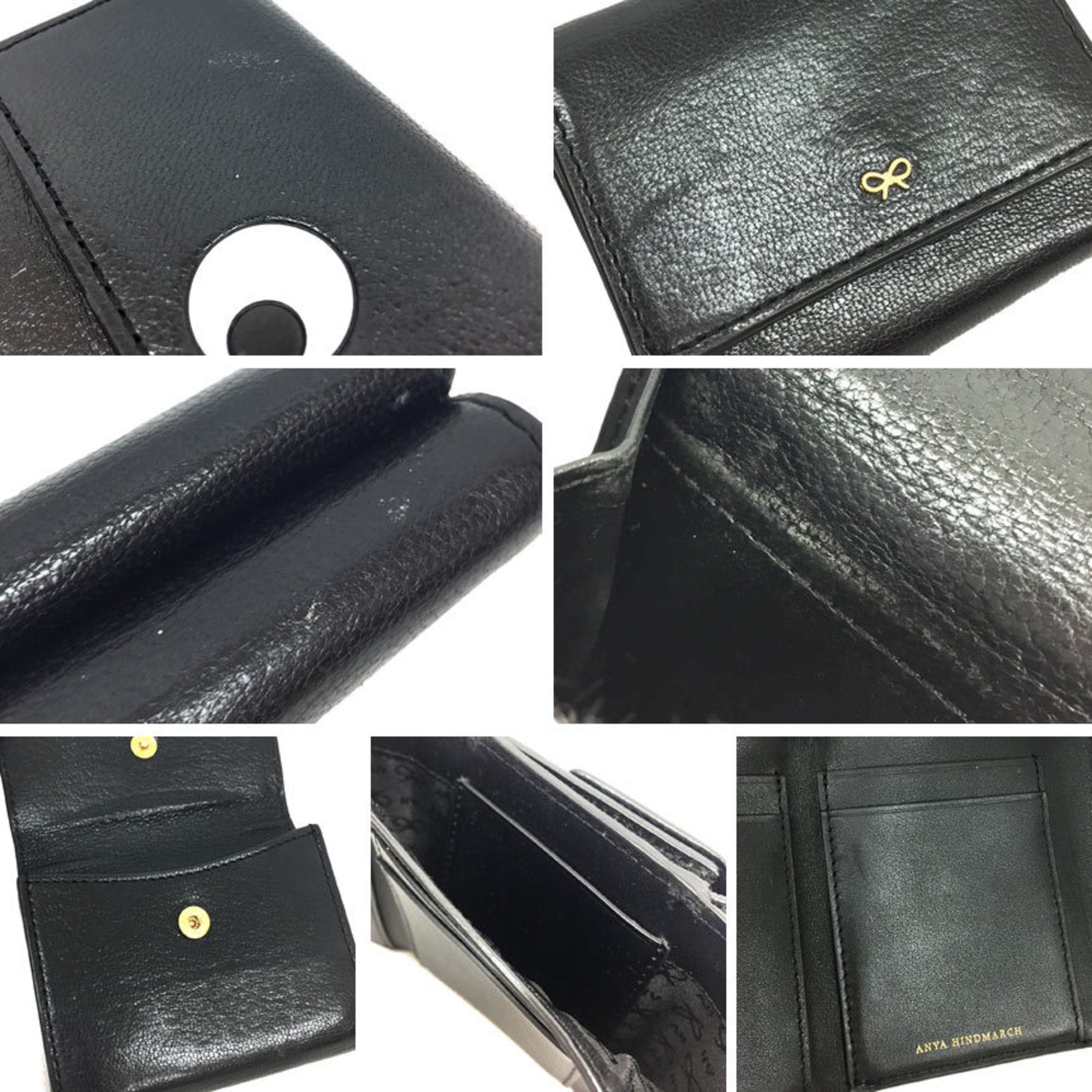 Anya Hindmarch Black Leather Wallet (Tri-Fold) (Pre-Owned)