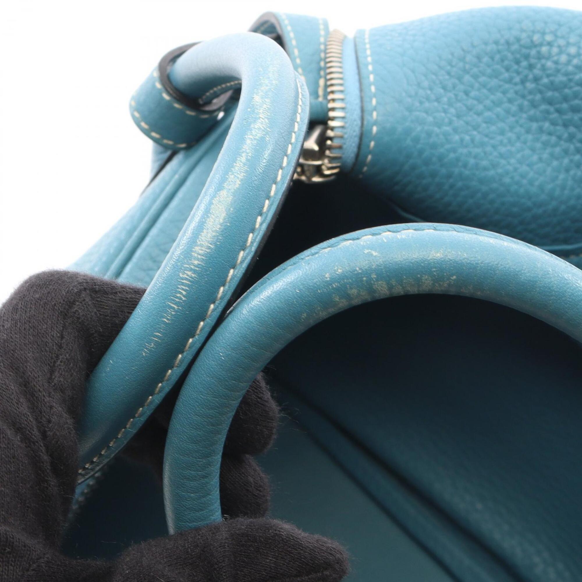 Hermes Blue Blue Jean Taurillon Clemence Leather Leather Handbag Shoulder Bag (Pre-Owned)