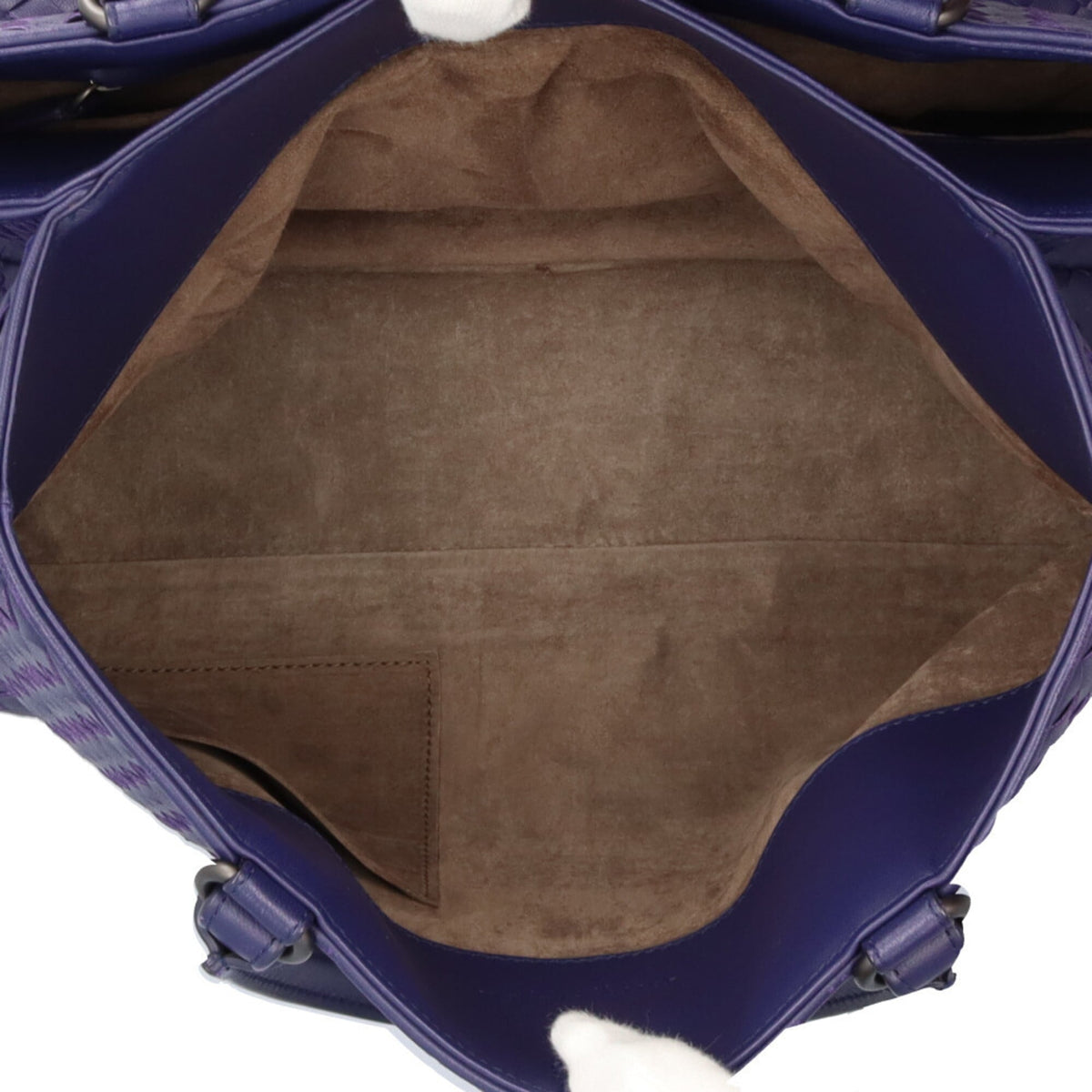 Bottega Veneta Purple Leather Handbag Tote Bag (Pre-Owned)