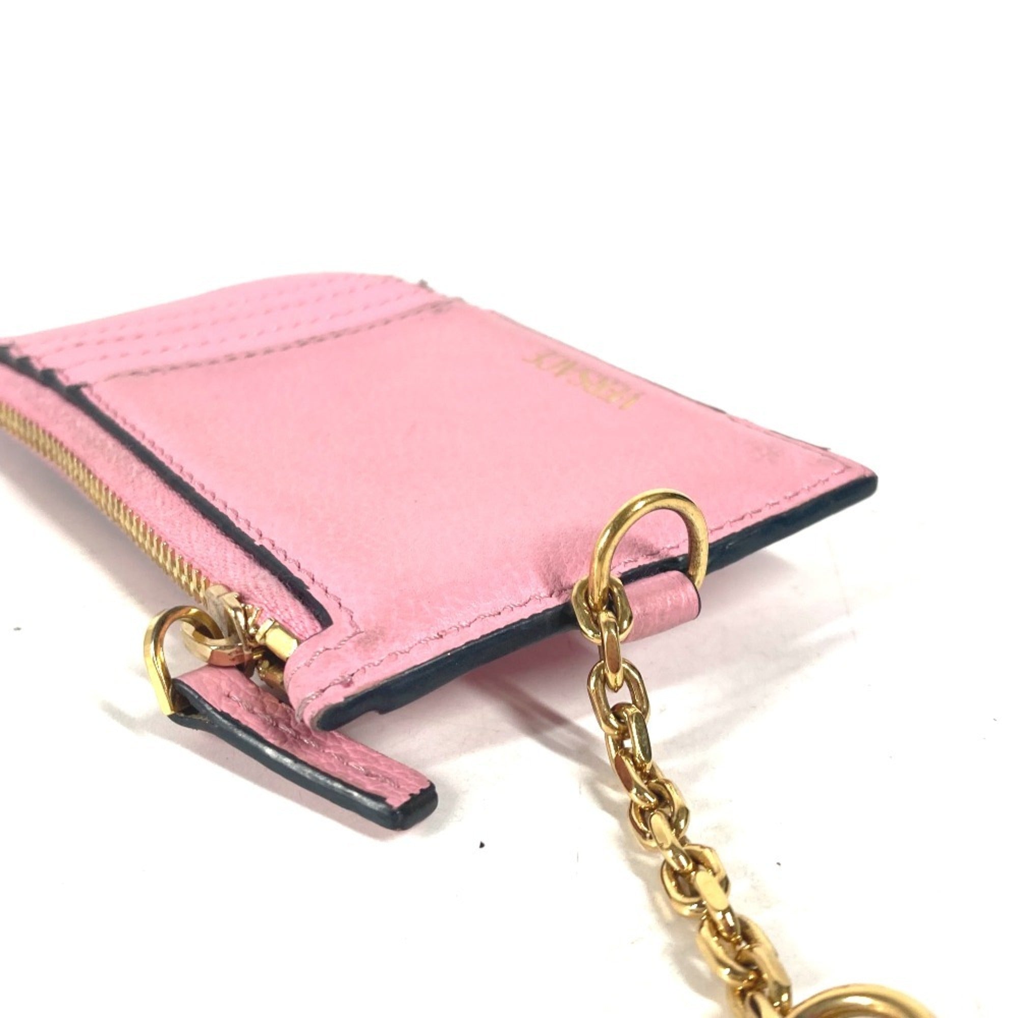 Versace Gold Pink Leather Coin Purse/Coin Case (Pre-Owned)